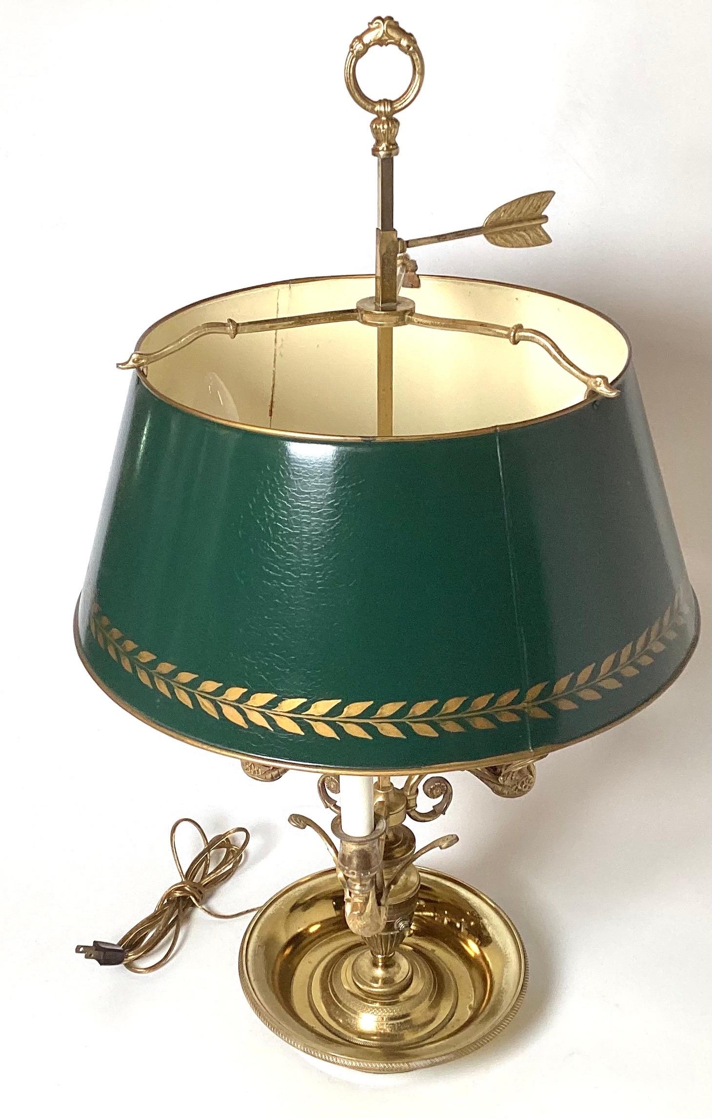 Antique French Louis XV Bouillotte Lamp – Ormolu & Tole Shade Table Light
This exceptional early 20th  French Louis XVI Bouillotte lamp embodies neoclassical refinement, combining ornate design with practical elegance. Expertly crafted from