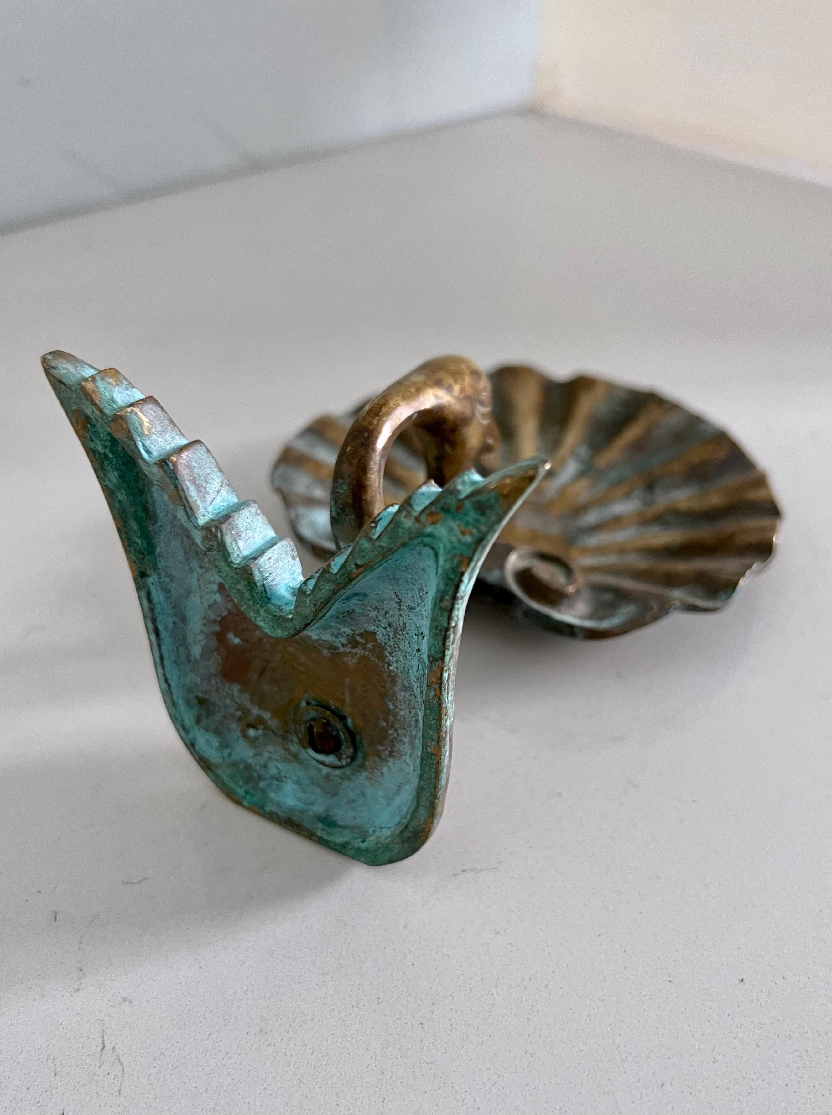 20th Century Bronze Swan or Goose with Shell Soap Dish For Sale