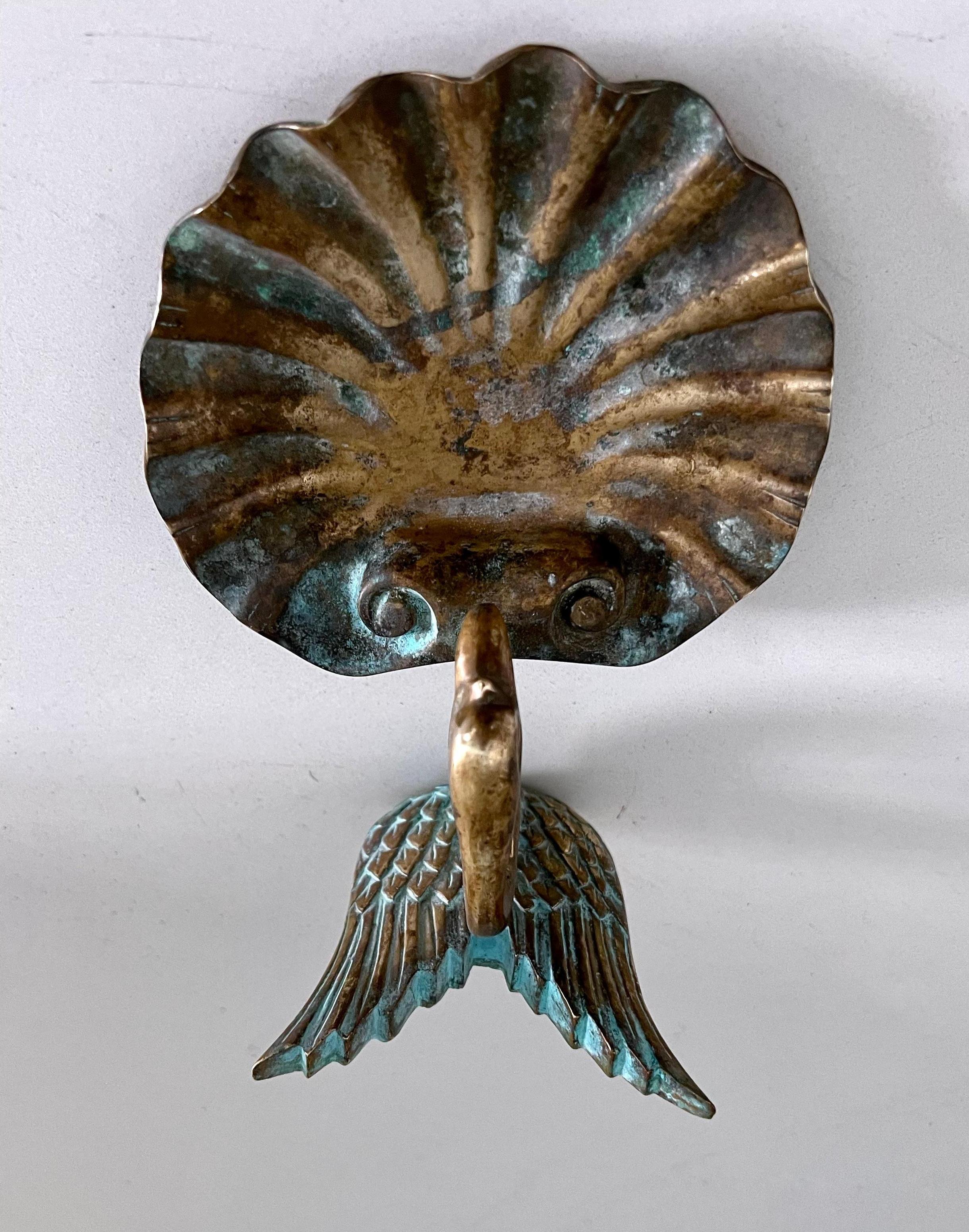Bronze Swan or Goose with Shell Soap Dish 3
