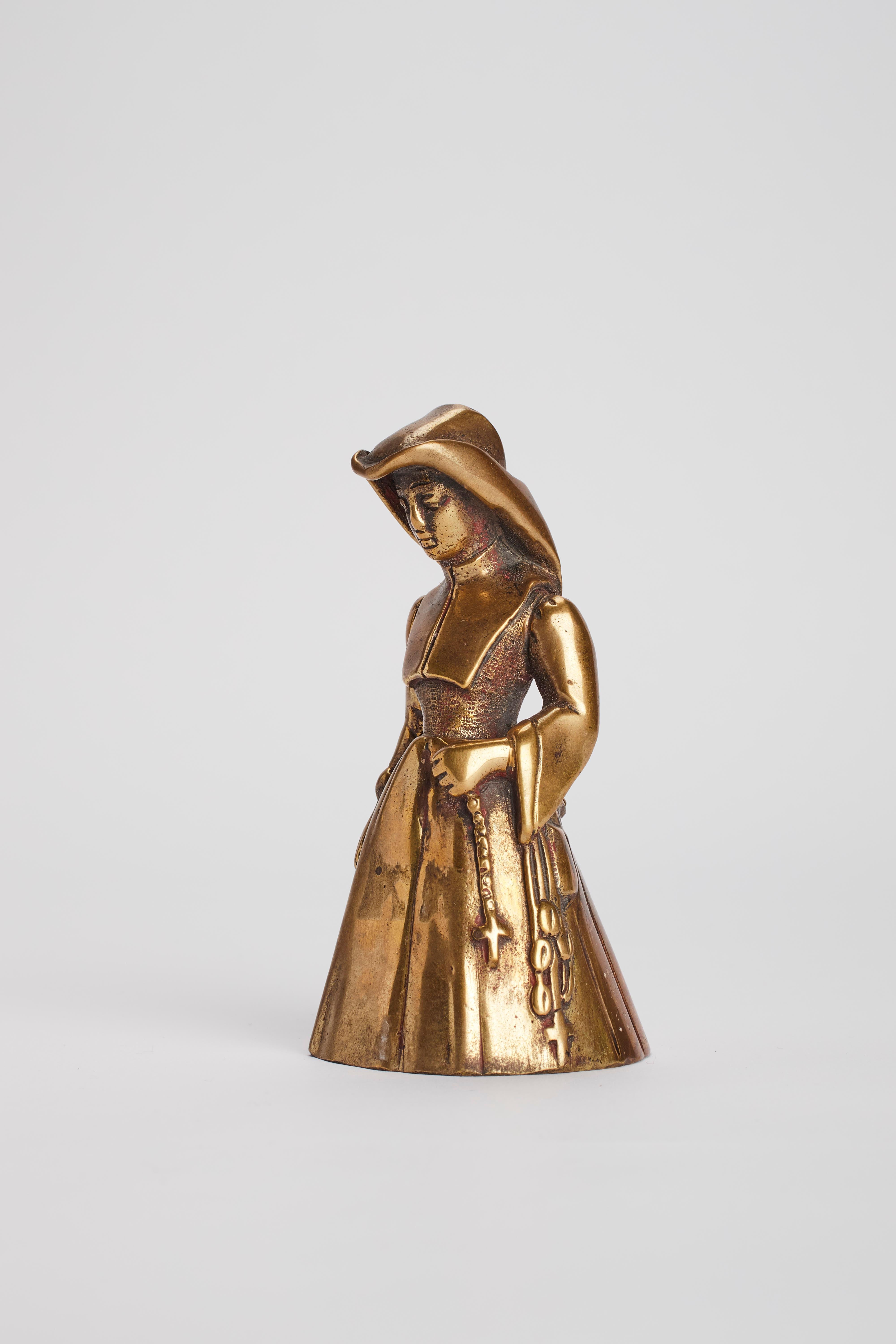 Anglais Cloche de table en bronze, représentant la reine d'Écosse, Mary Stuard, Royaume-Uni 1880. en vente