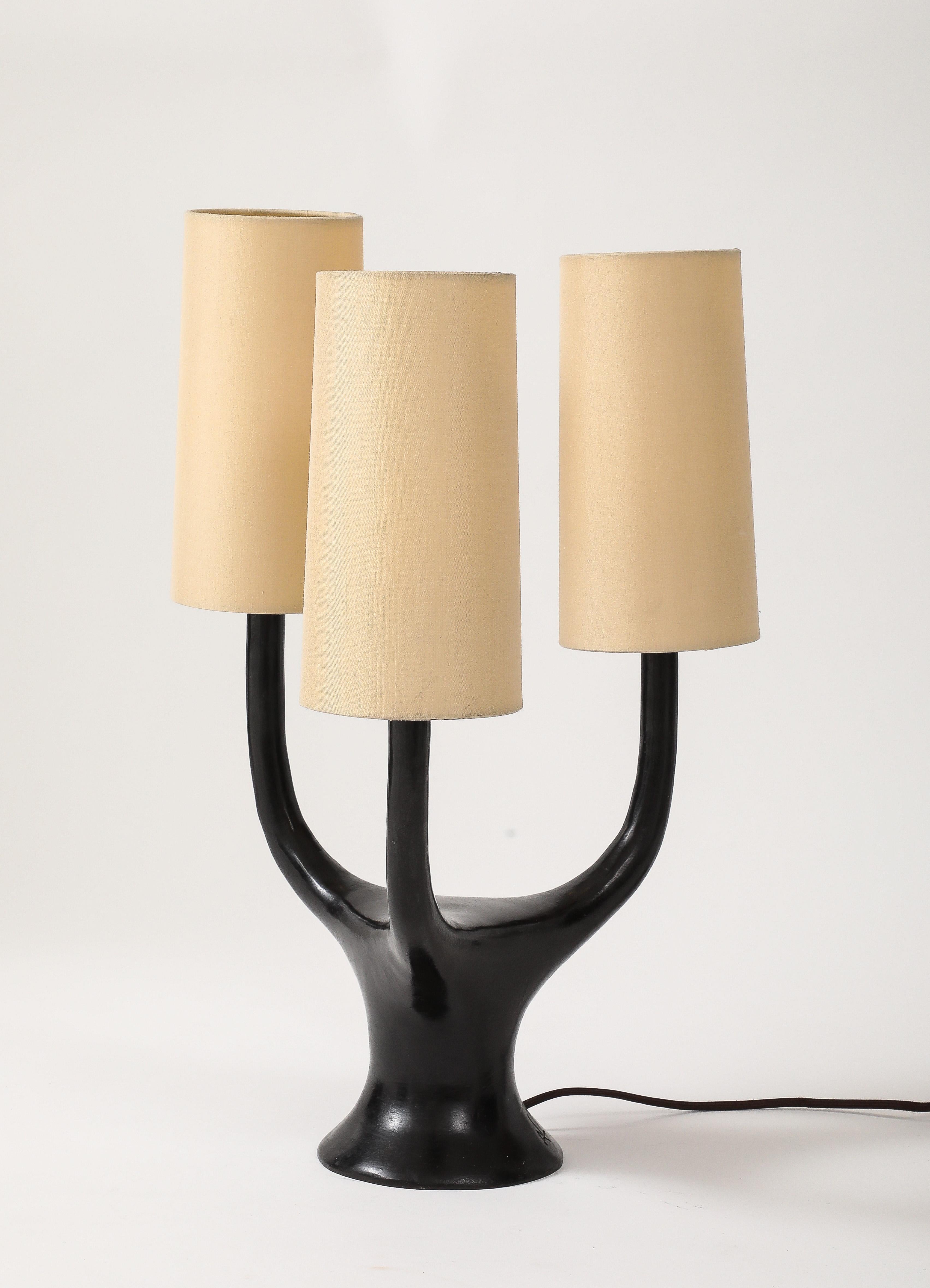 Bronze table lamp by Alexandre Loge. Lamp bought at Serpette flea market, St Ouen