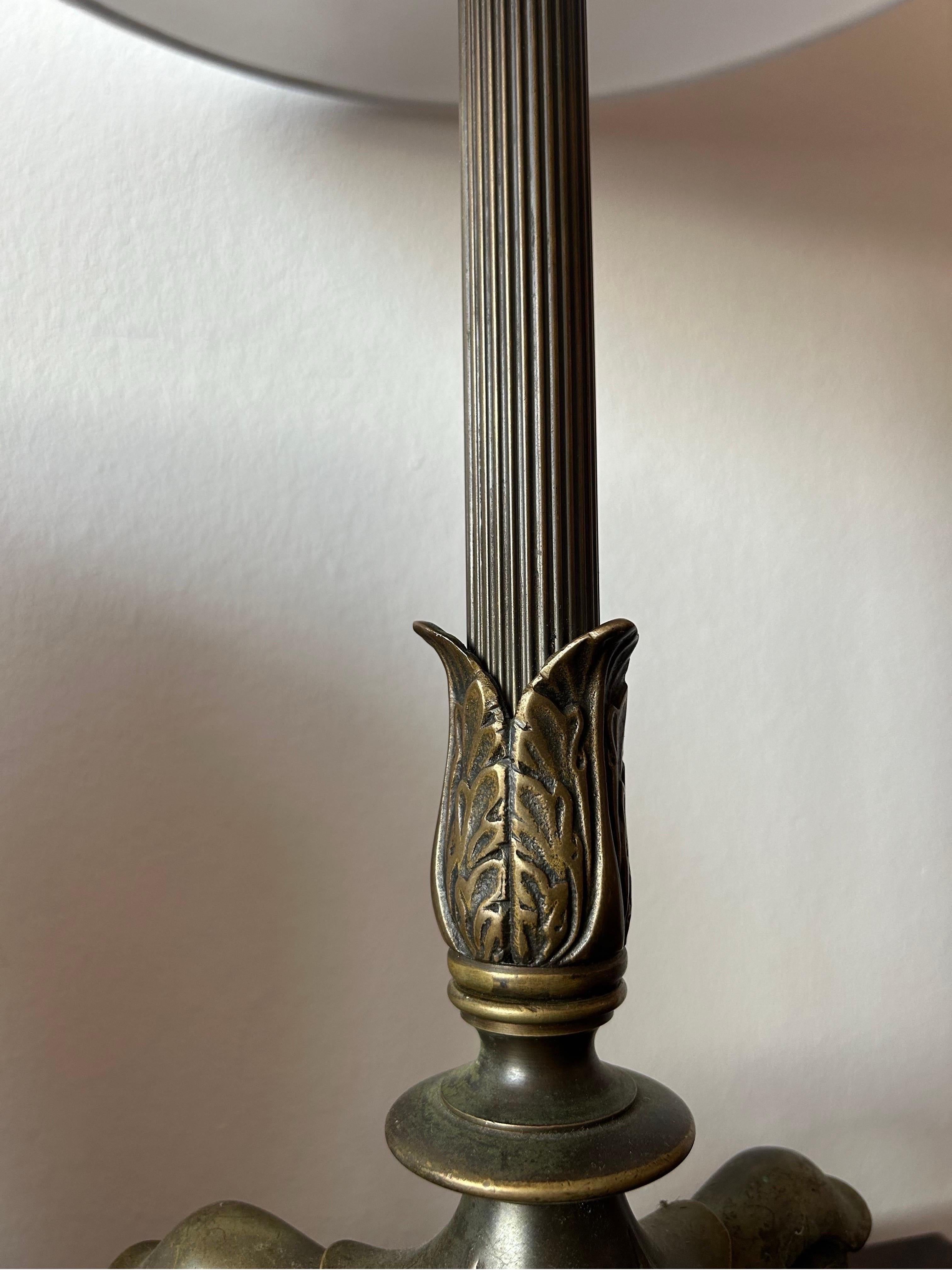 Bronze Table Lamp by Danish Sculptor TH Stein Denmark 1850’s In Good Condition For Sale In Valby, 84