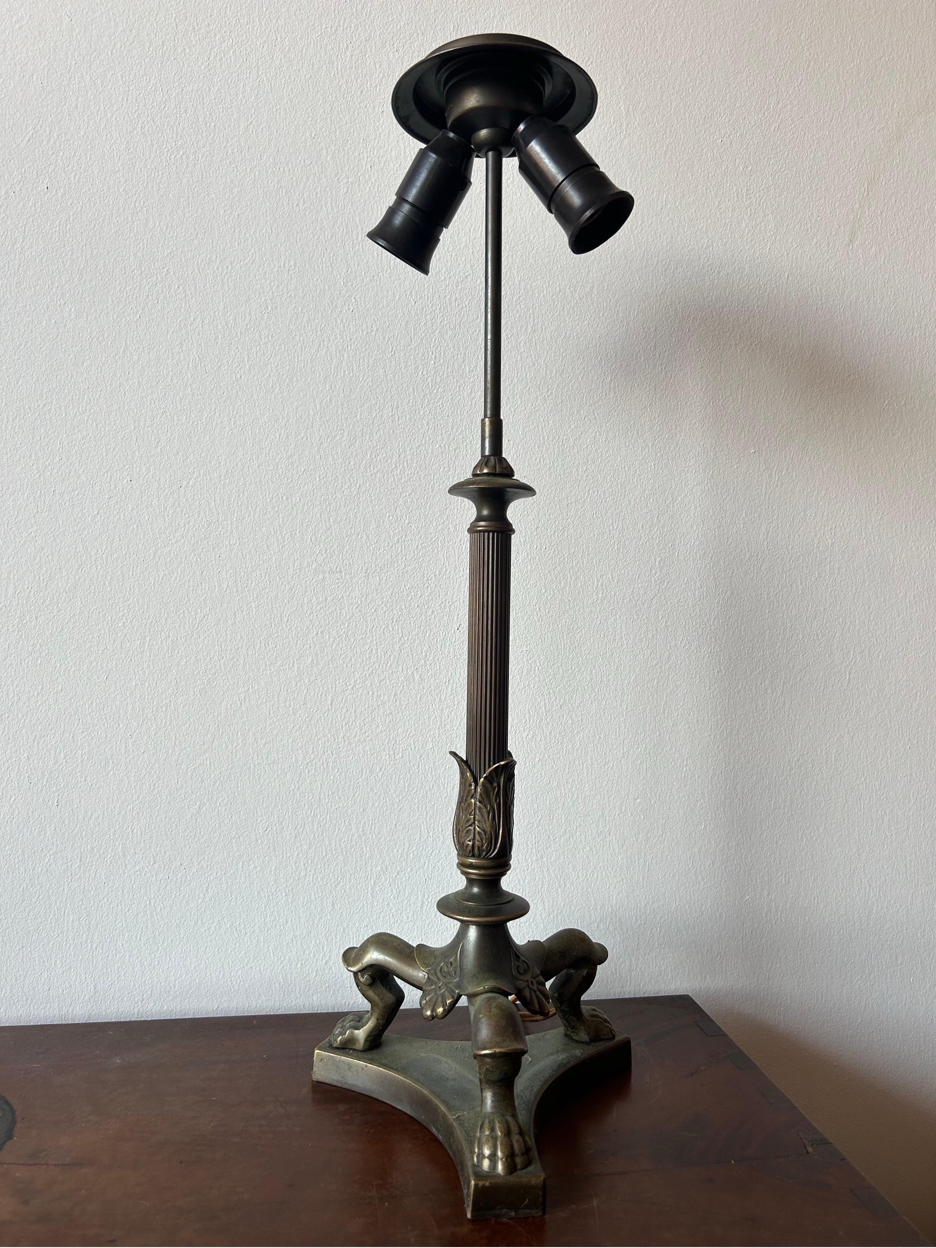Bronze-Tischlampe des dänischen Bildhauers TH Stein Dänemark 1850er Jahre (Messing) im Angebot