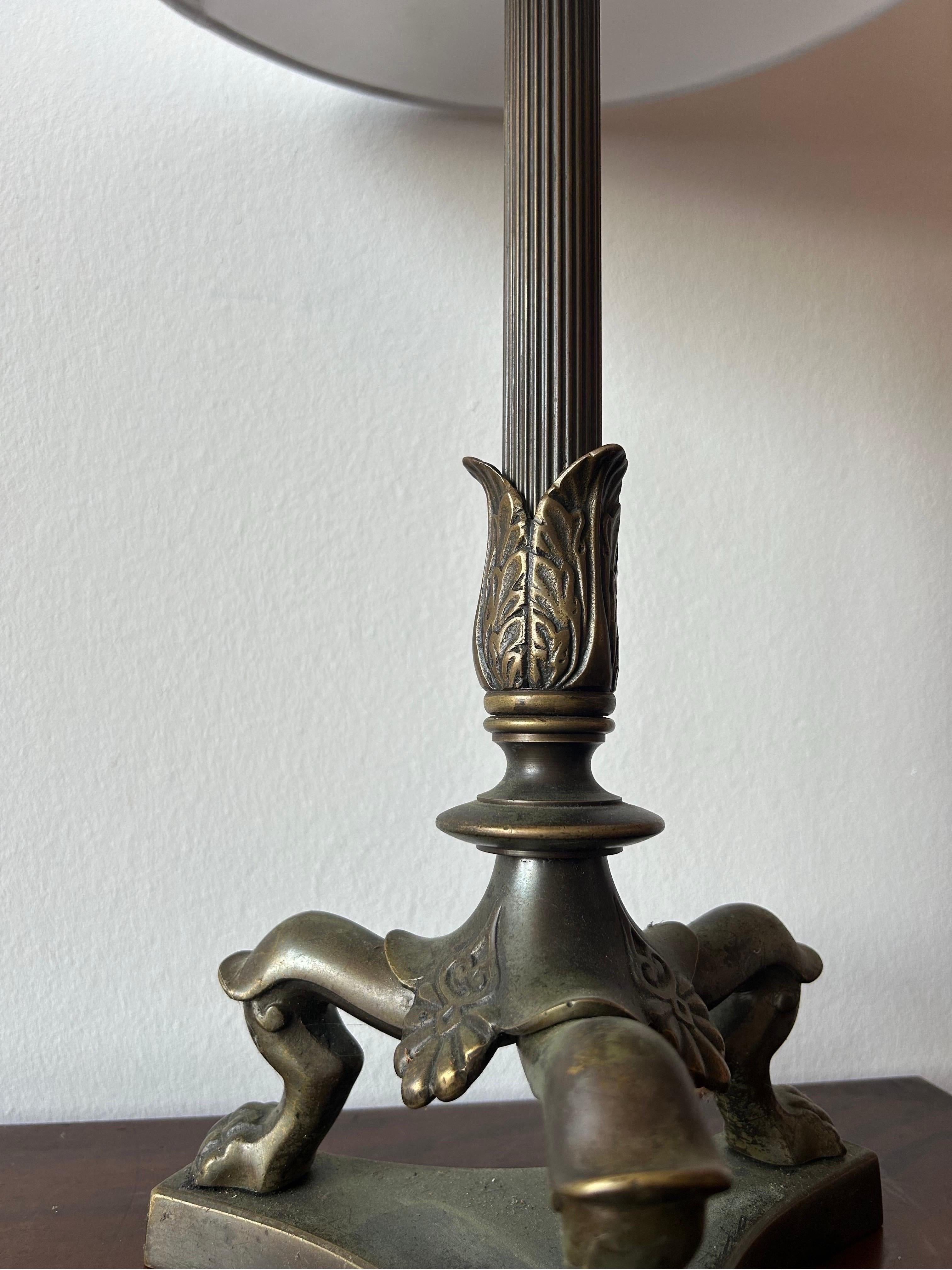 Lampe de table en bronze par le sculpteur danois TH Stein Danemark 1850's en vente 1