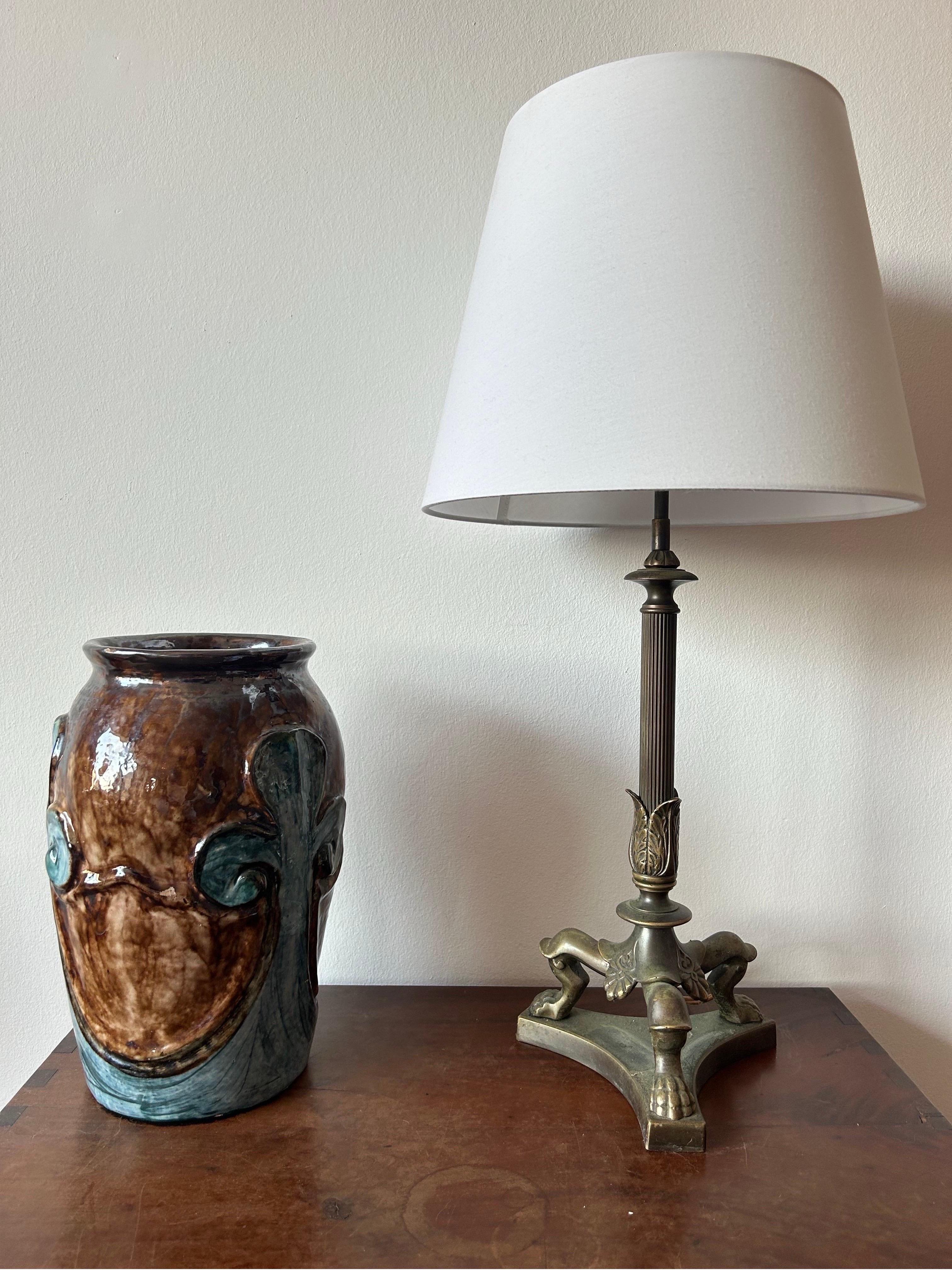 Bronze Table Lamp by Danish Sculptor TH Stein Denmark 1850’s For Sale 3