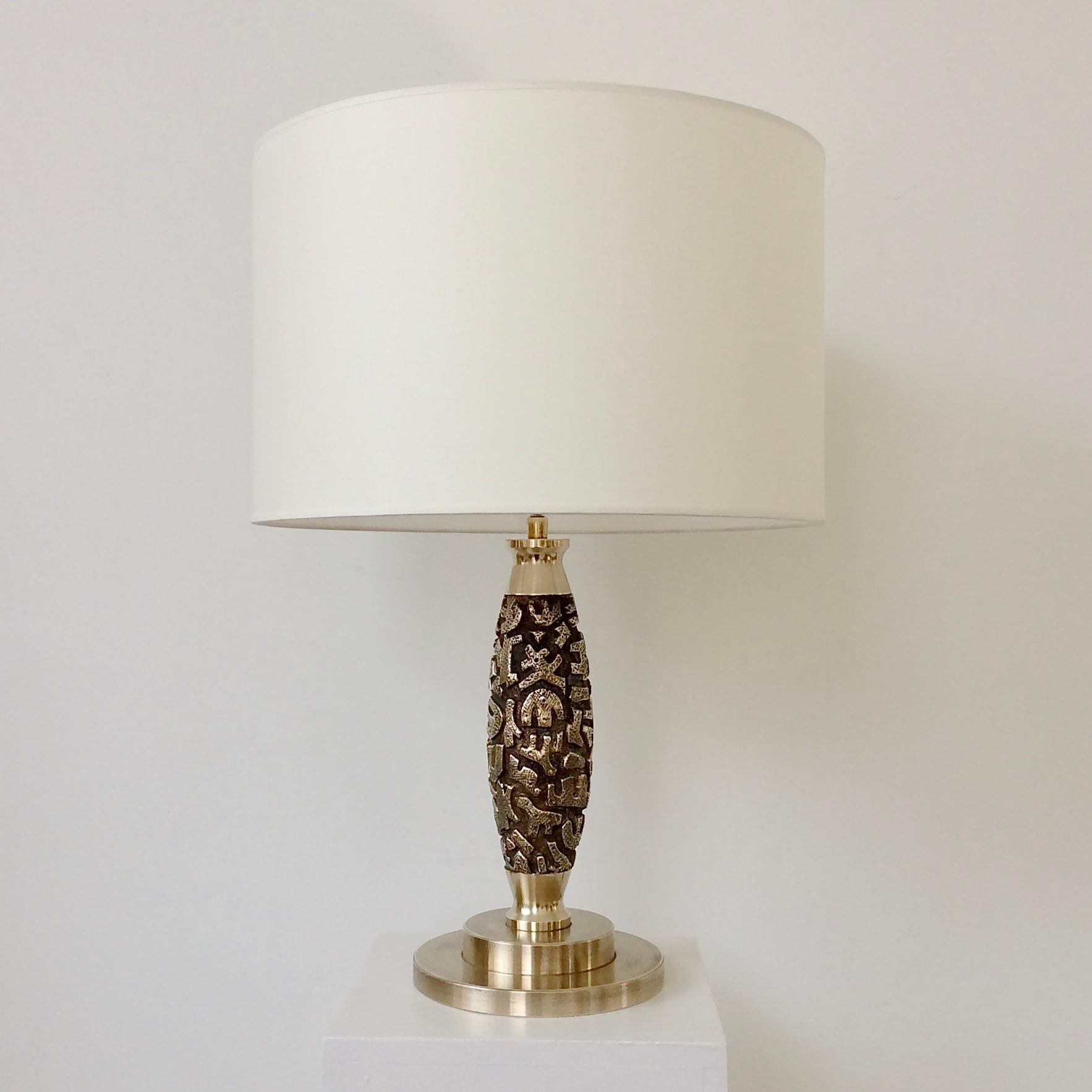 Italian Bronze Table Lamp by Luciano Frigerio, circa 1970, Italy For Sale