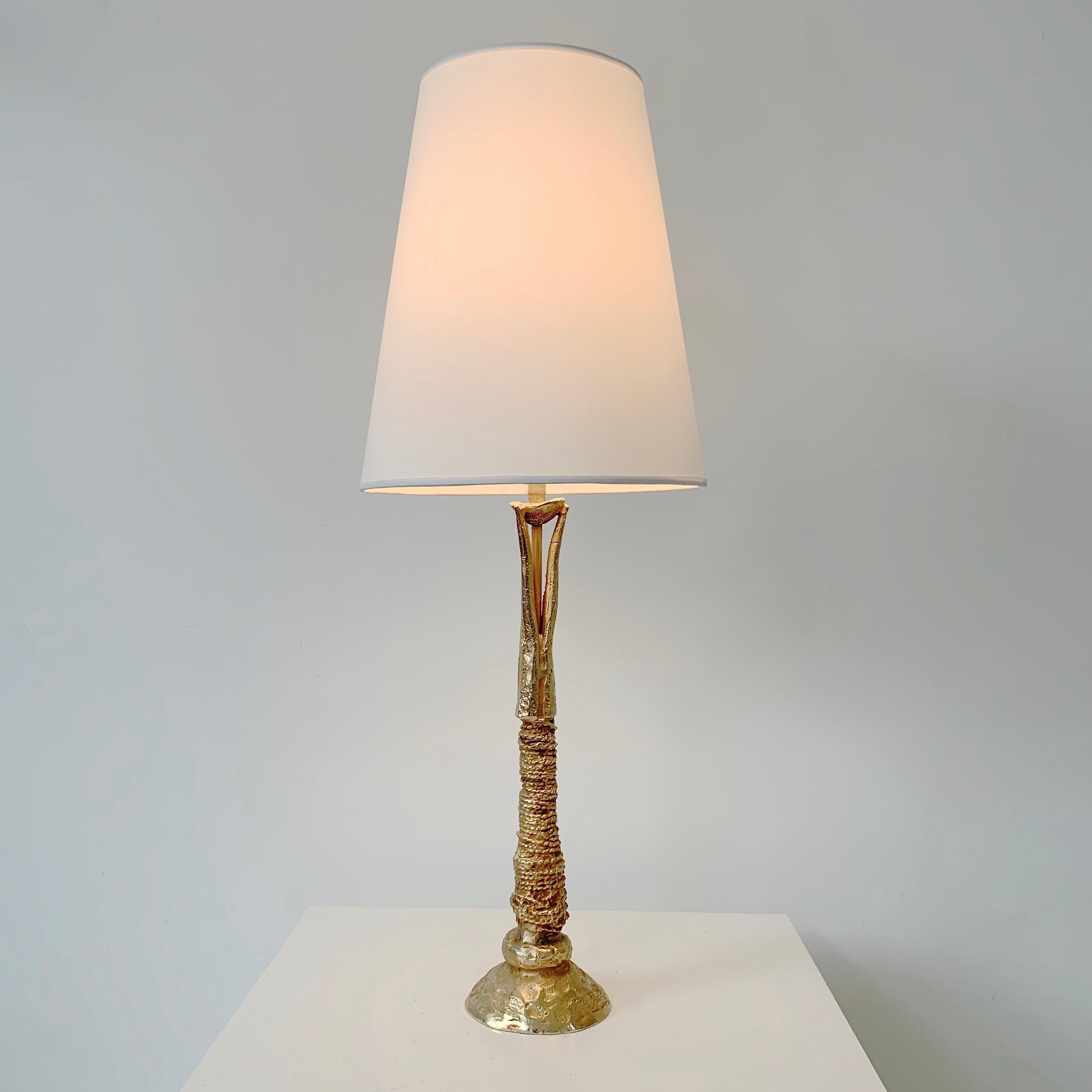 Gilt Bronze Table Lamp by Pierre Casenove for Fondica, Stamped, circa 1990, France For Sale