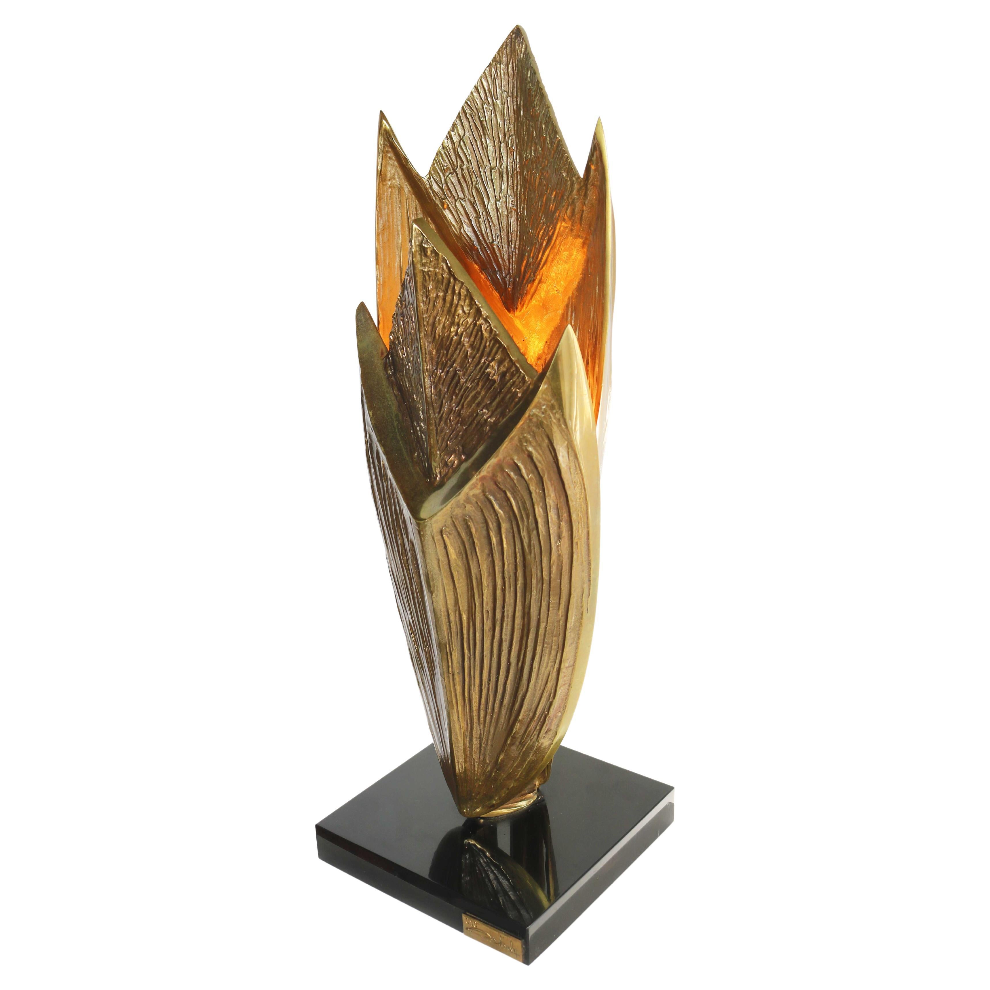 Bronze Table Lamp Cythere by Chrystiane Charles for Maison Charles, France 1970s For Sale