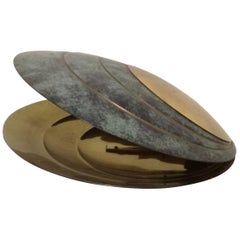 Bronze Table Lamp in the Form of a Clam Shell by Angelo Brotto