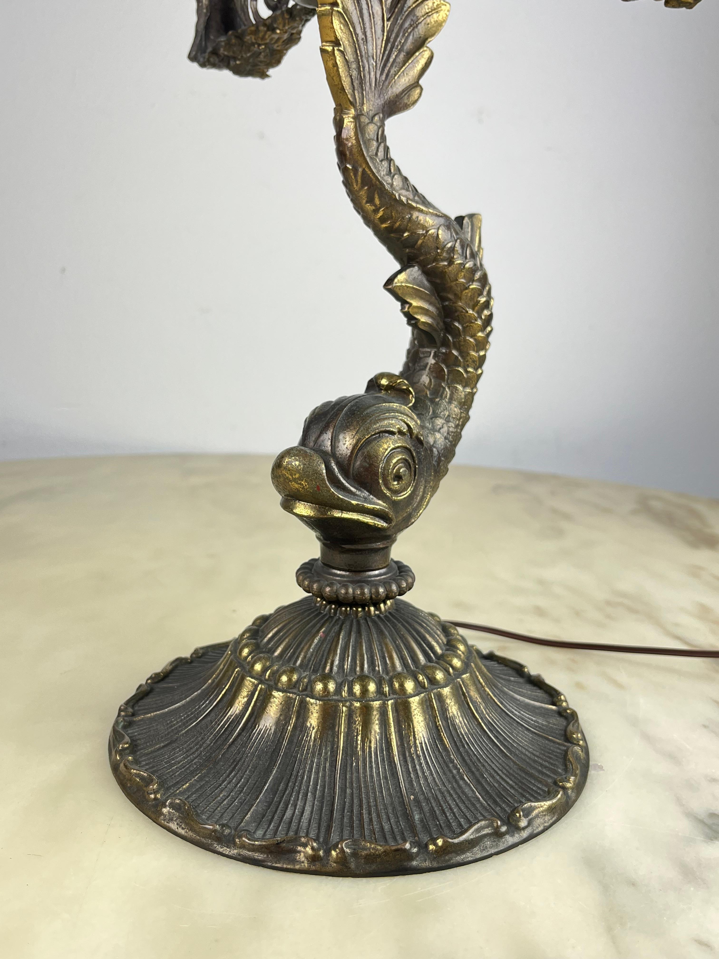 Mid-20th Century Mid-Century Bronze Table Lamp Made in Italy 1950s For Sale