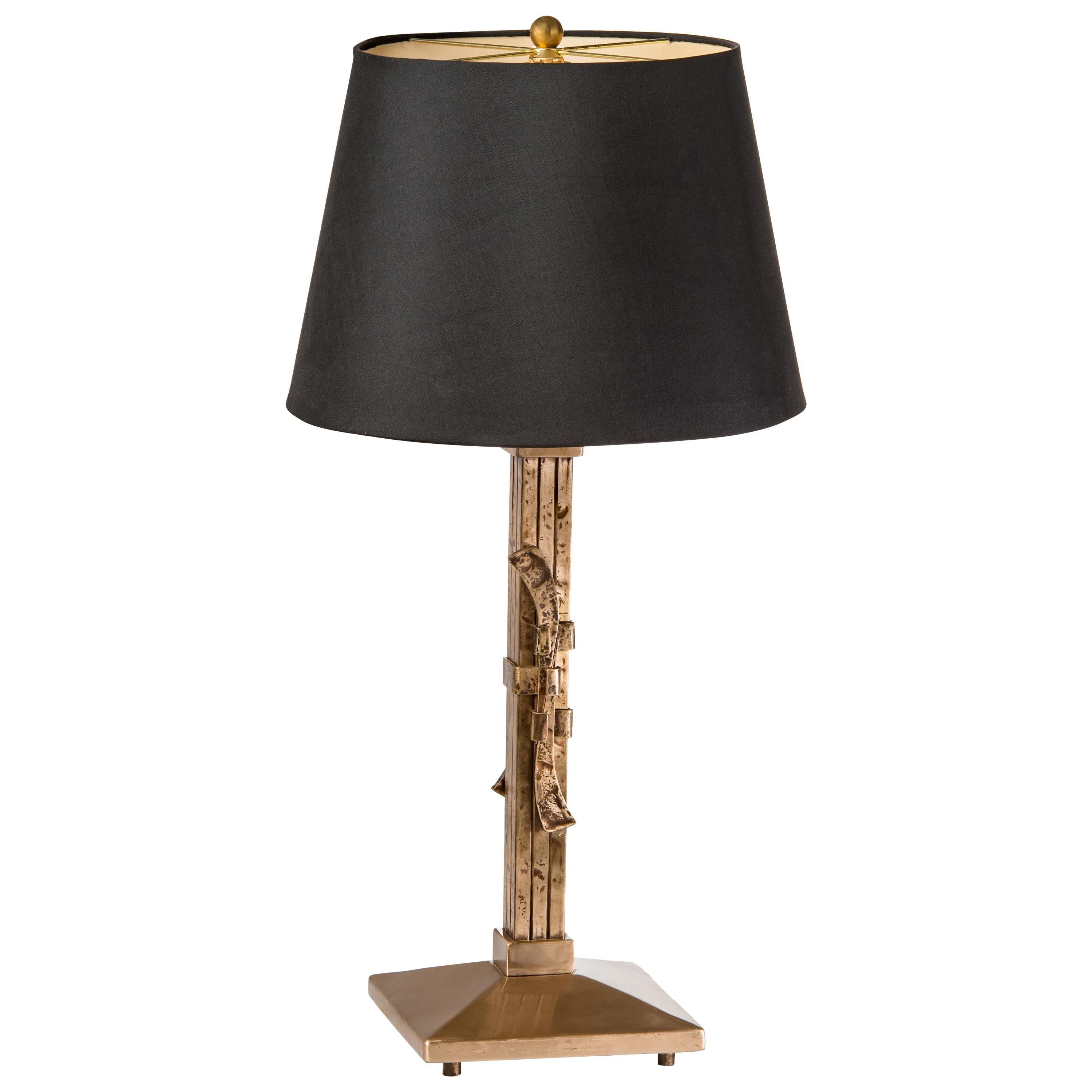 Bronze Table Lamp Made Using Traditional Japanese Joinery For Sale