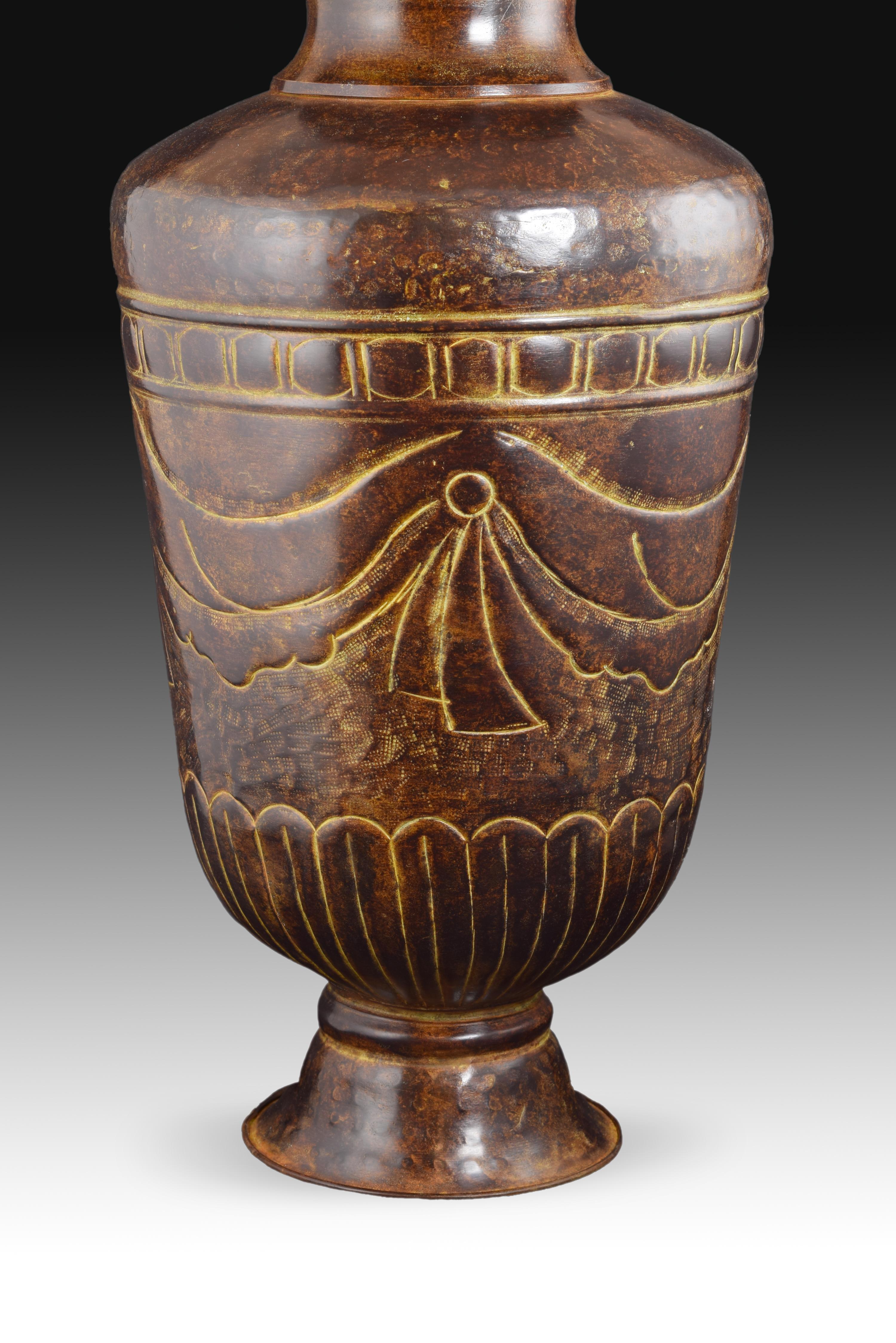 Bronze Table Lamp, Shade Not Included In Good Condition For Sale In Madrid, ES