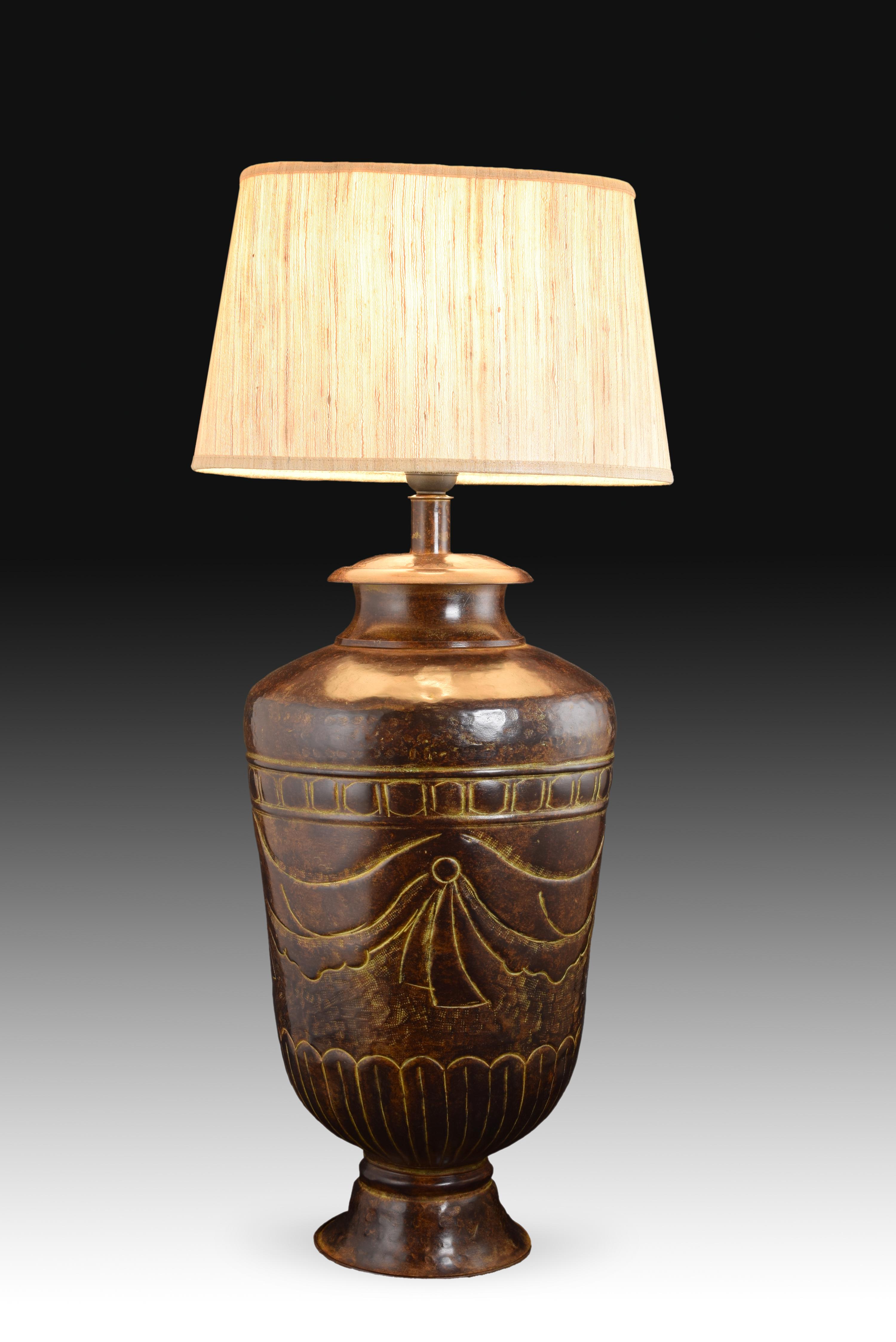 20th Century Bronze Table Lamp, Shade Not Included For Sale