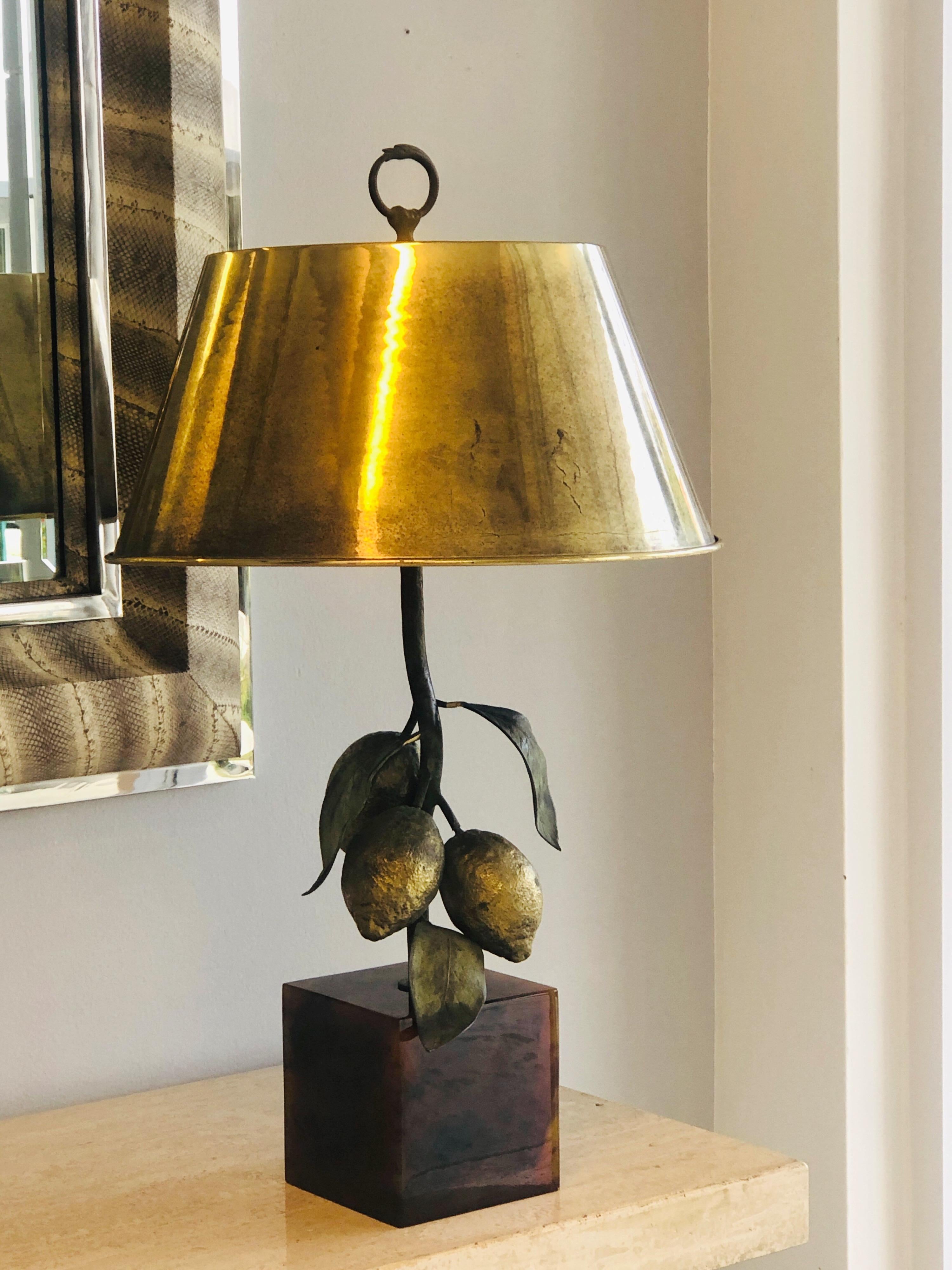 Italian Bronze Table Lamp with Lemons, 1980s