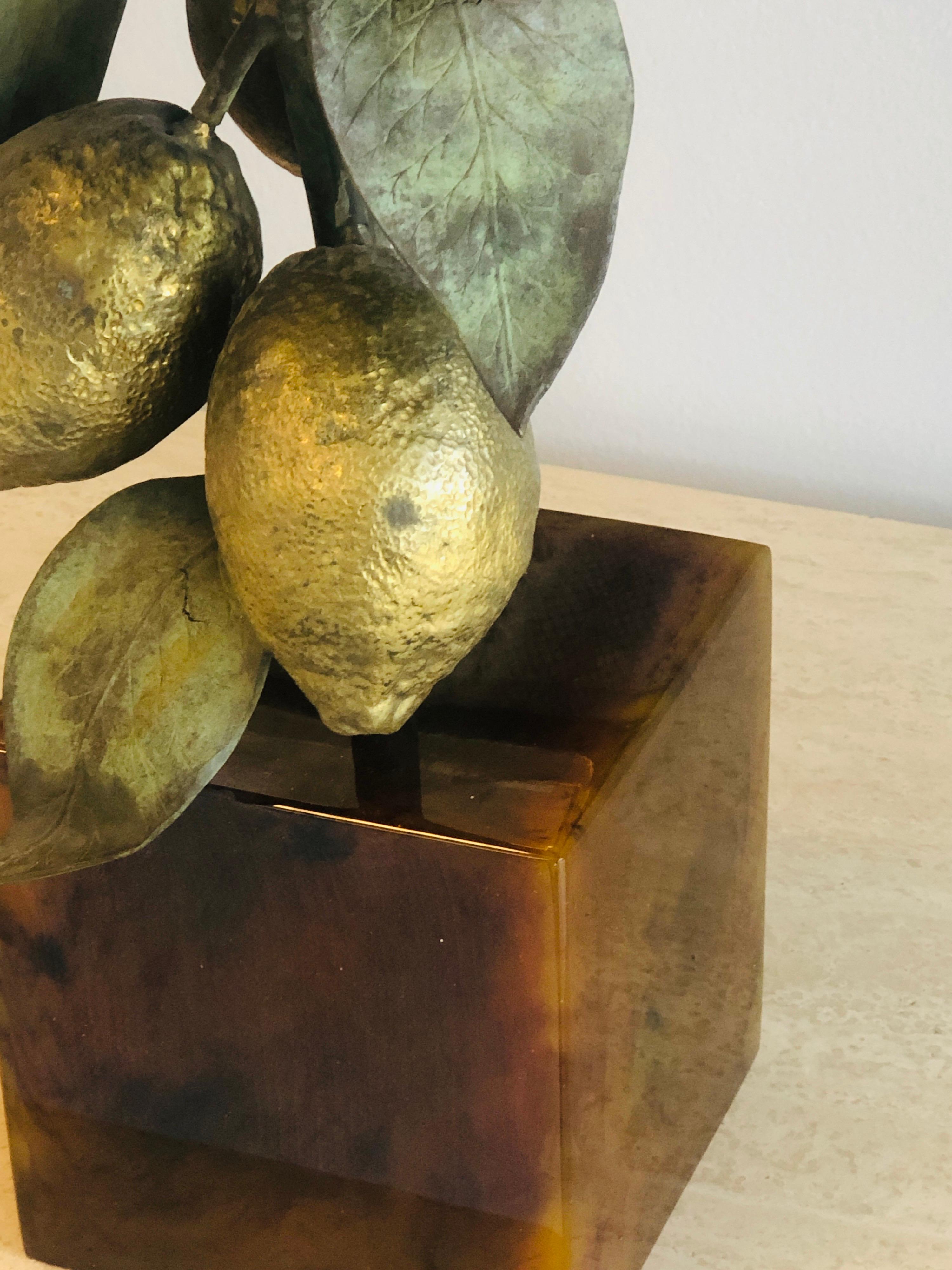 Mid-20th Century Bronze Table Lamp with Lemons, 1980s