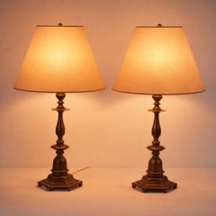 Bronze Table Lamps with Hexagonal Bases