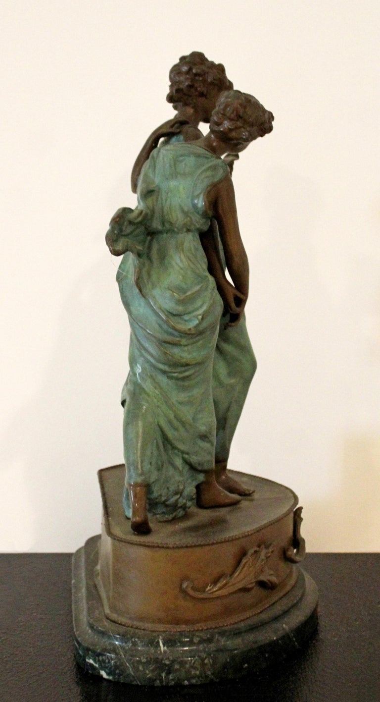 Bronze Table Sculpture on Marble Confidence by Louis Moreau