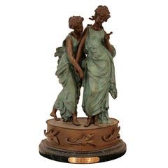Bronze Table Sculpture on Marble Confidence by Louis Moreau Reproduction