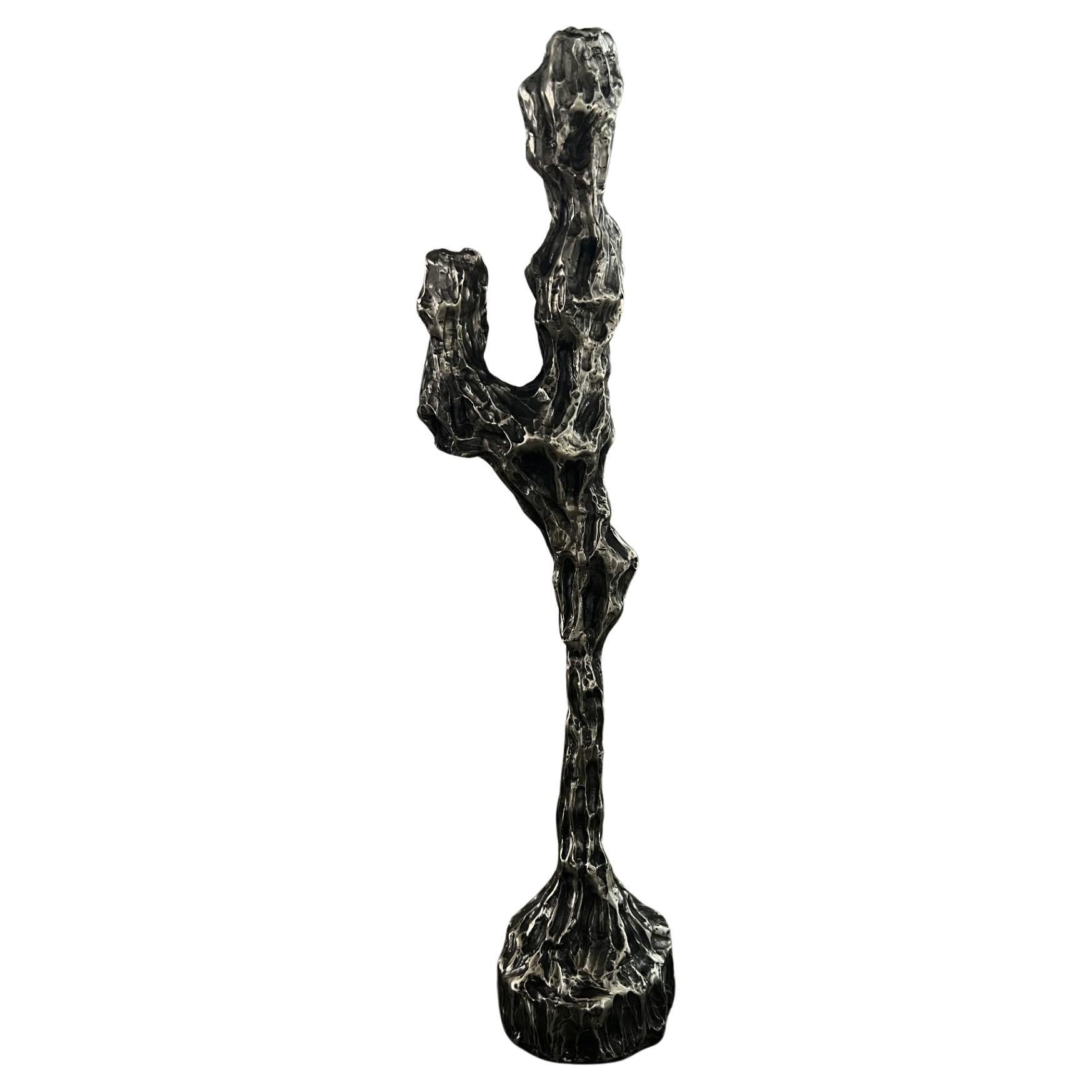 Contemporary Bronze Taper Candle Holder by Willian Gullion For Sale