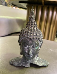 Bronze Thai Siam Temple Shrine Buddha Head