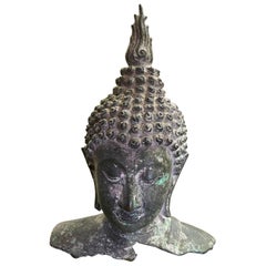 Bronze Thai Siam Temple Shrine Buddha Head