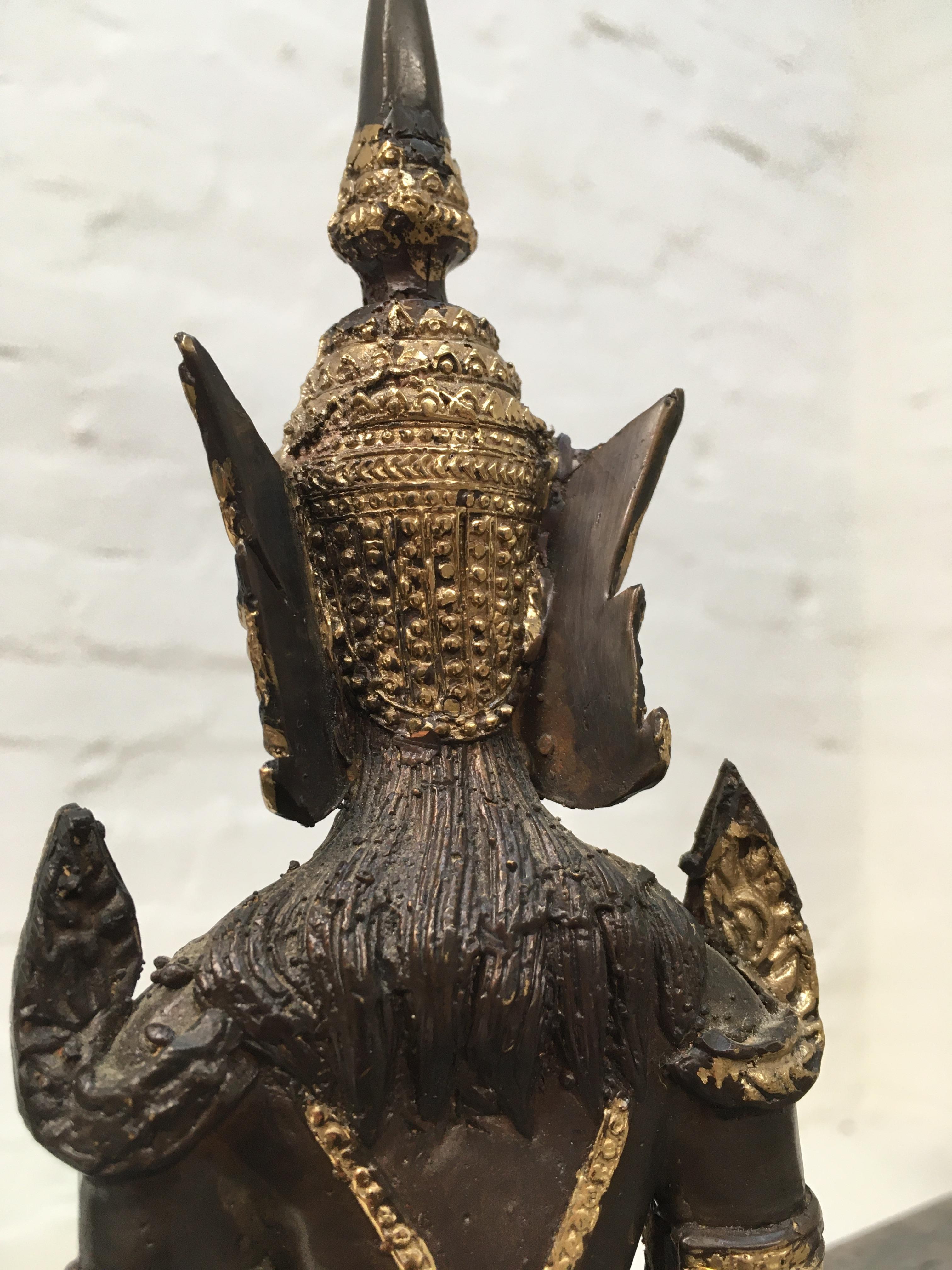 Bronze Thai Teppanom Kneeling Angel Buddha Statuette, 1940s 4