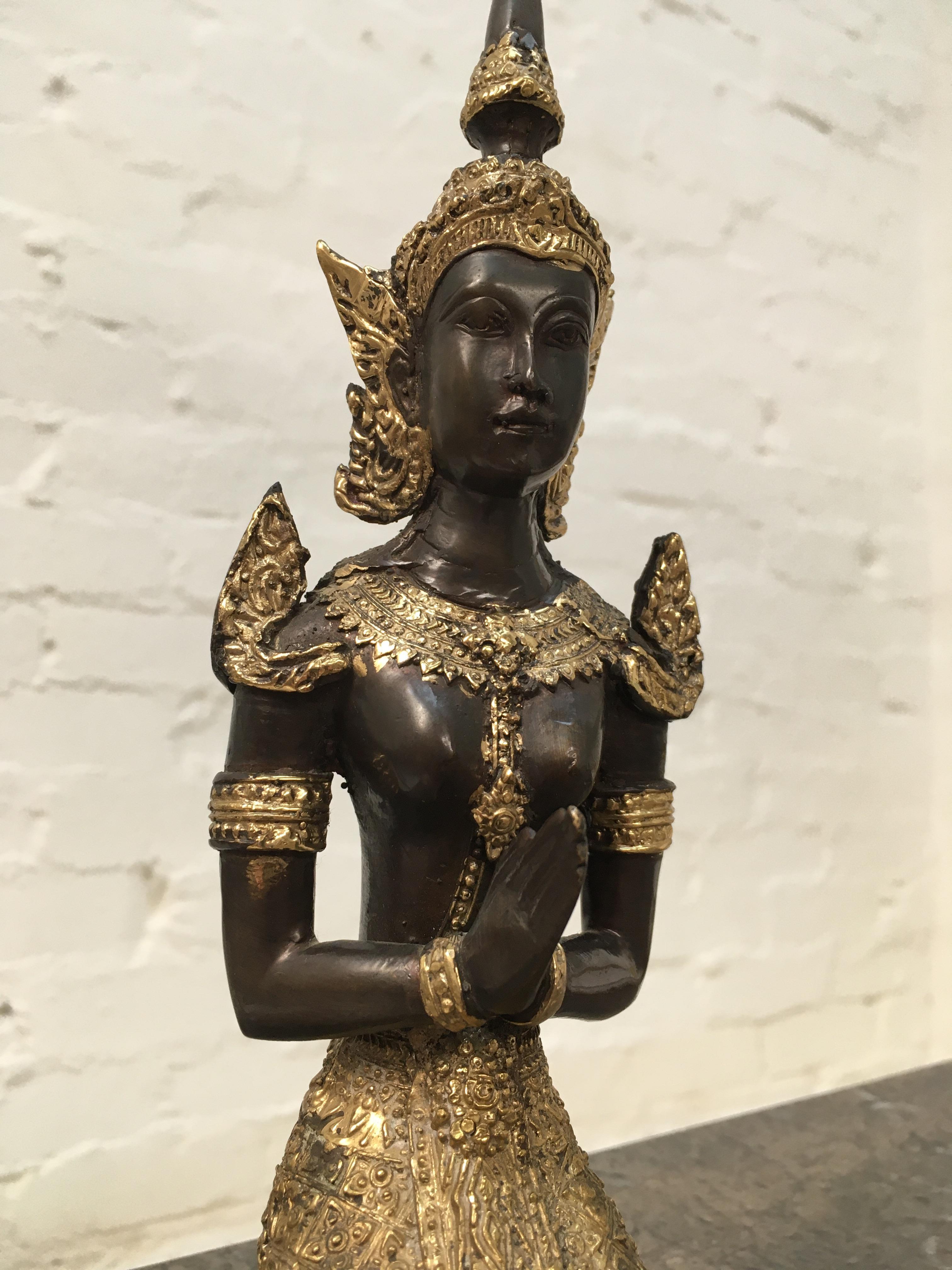 Bronze Thai Teppanom Kneeling Angel Buddha Statuette, 1940s 2