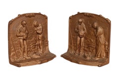 Bronze 'The Angelus Prayer at Harvest' Bookends, a Pair