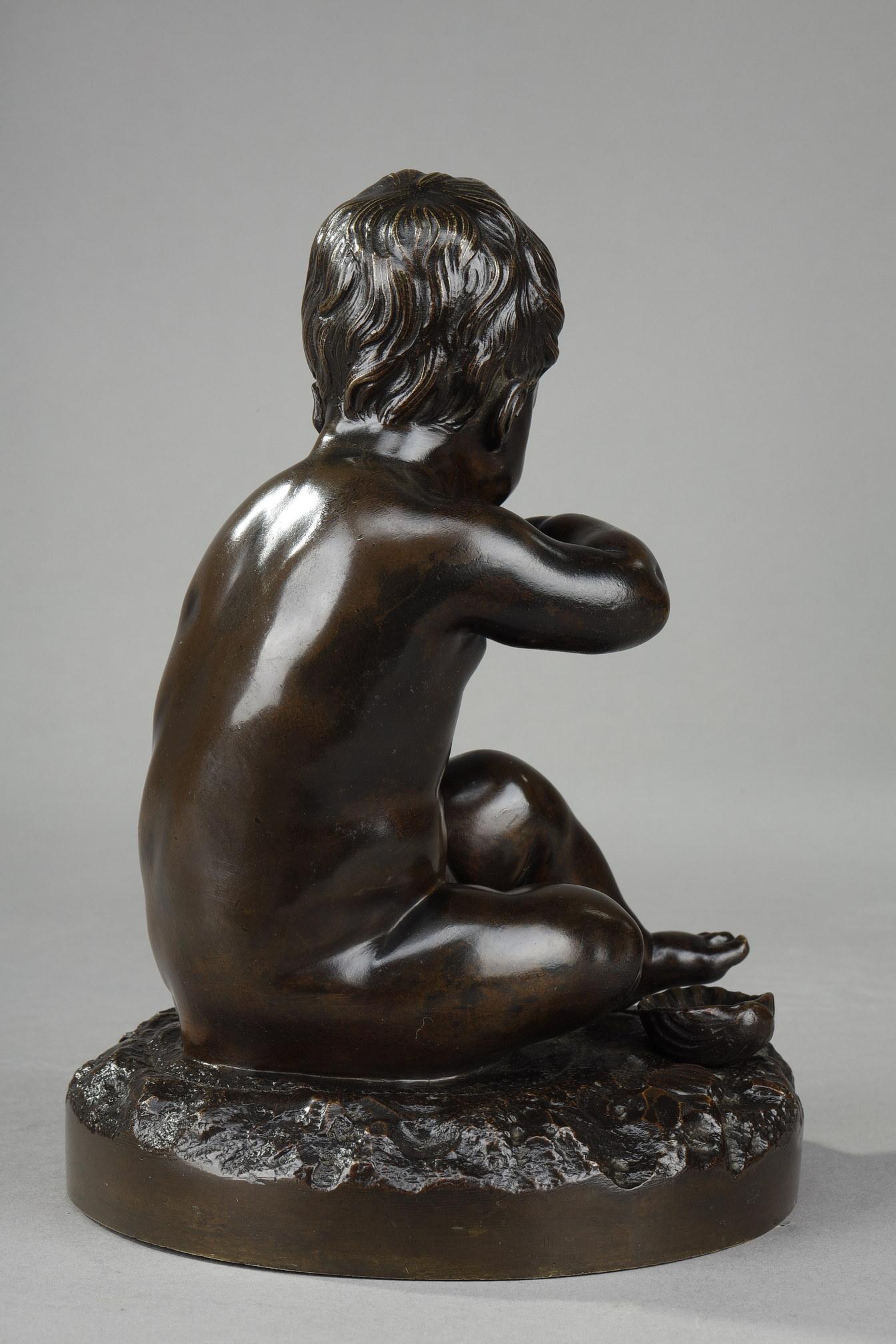 Bronze « La fille avec l'oiseau et le coquillage » d'après Pigalle Bon état - En vente à Paris, FR