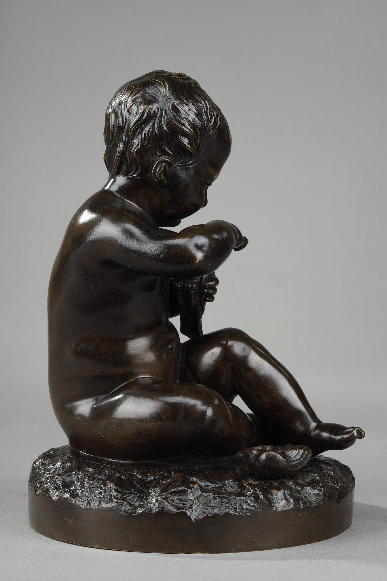 Fin du XIXe siècle Bronze « La fille avec l'oiseau et le coquillage » d'après Pigalle en vente