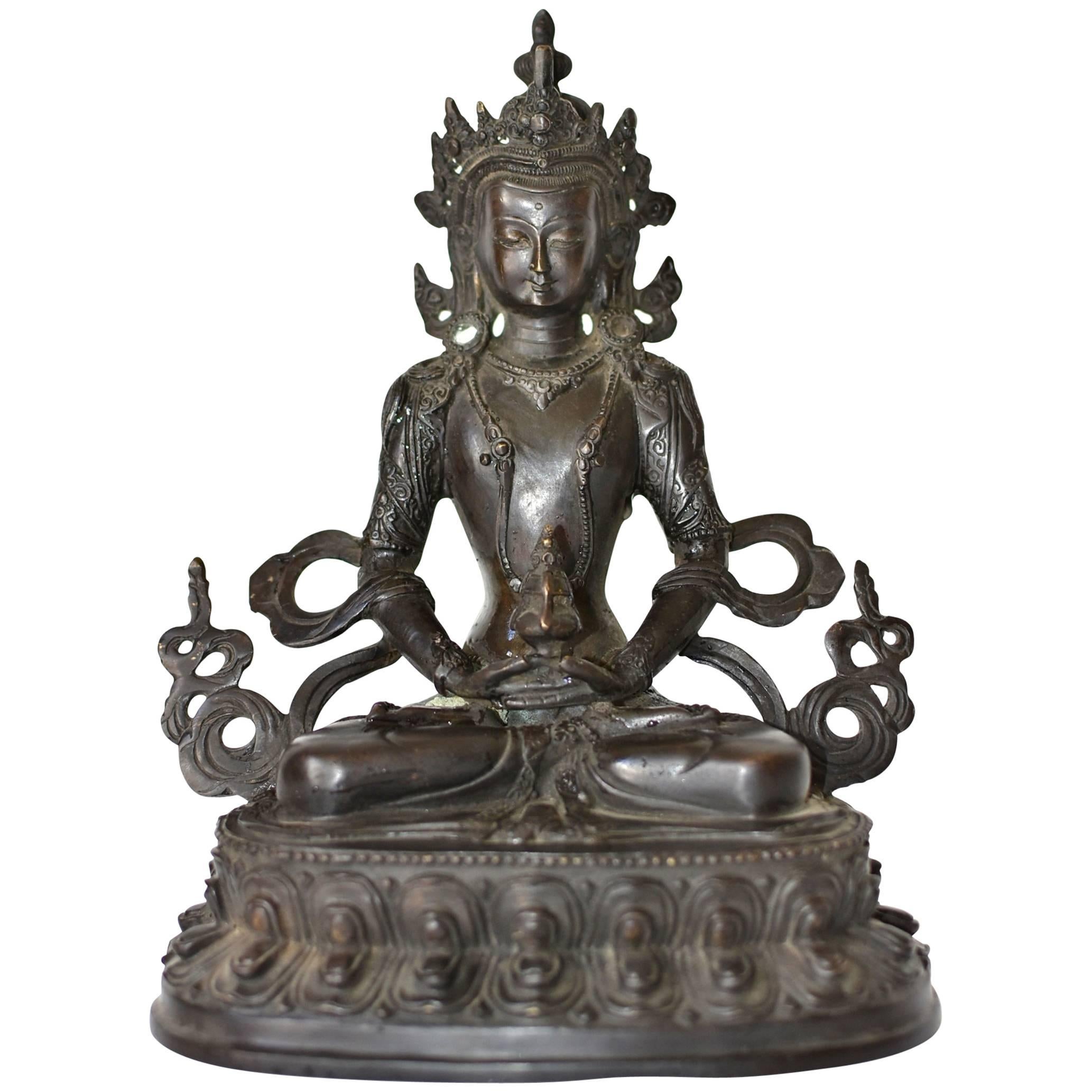 Amitayus tibetano di bronzo