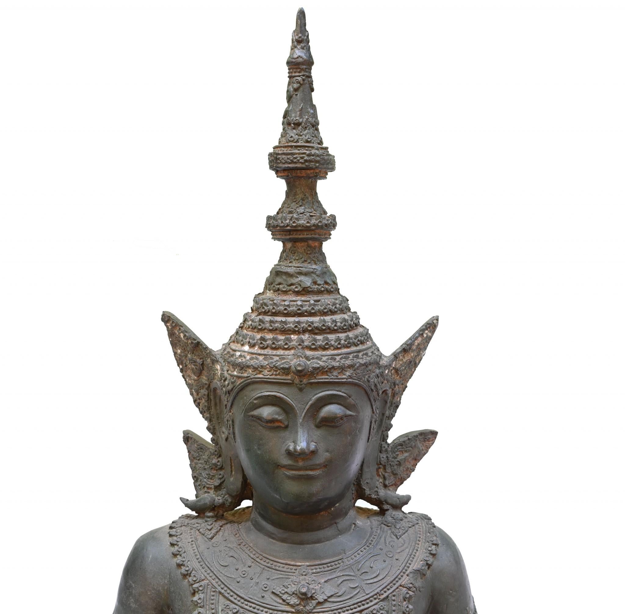 Bronze Tibetan Buddha Statue Antique Buddhism Meditation Post 1880 1