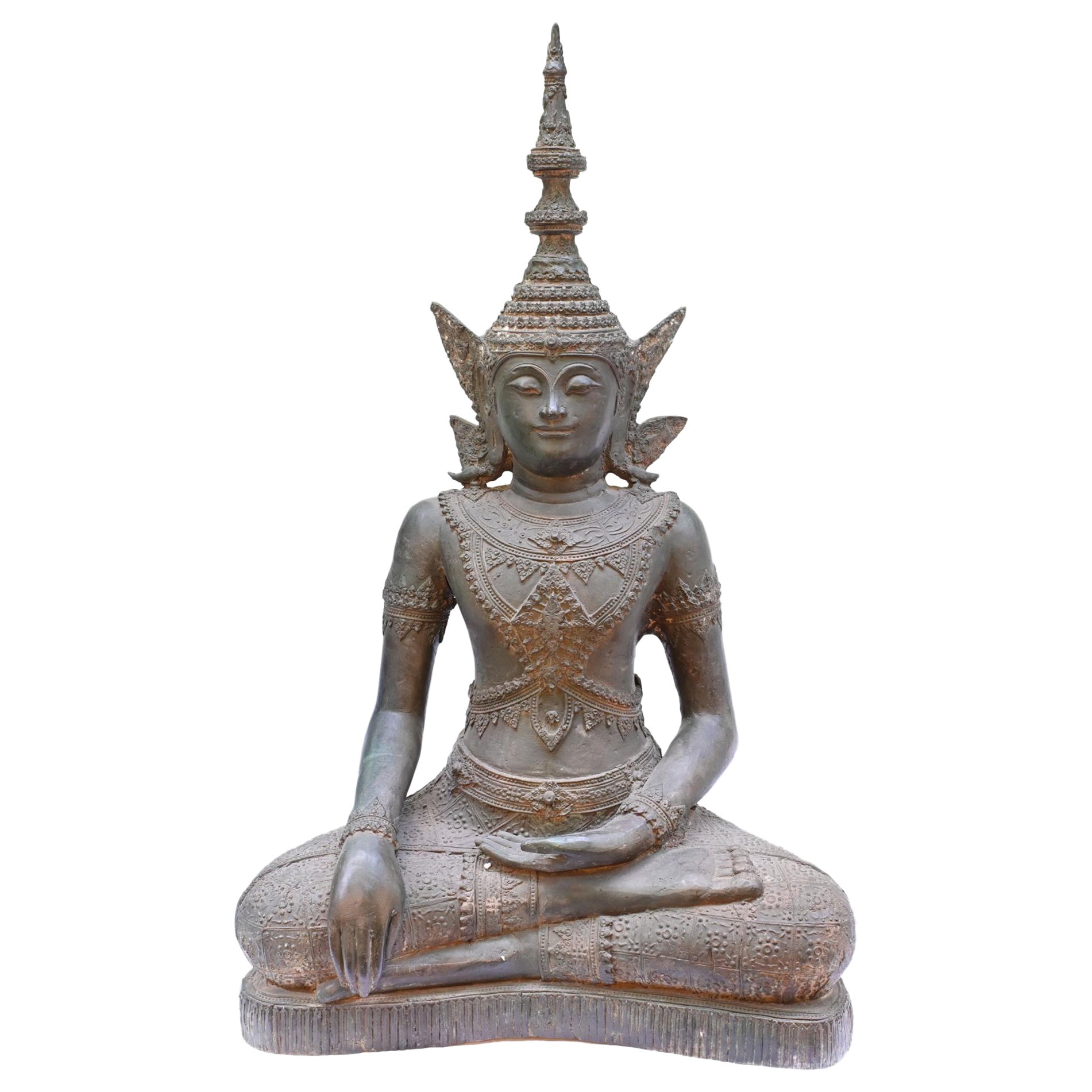 Bronze Tibetan Buddha Statue Antique Buddhism Meditation Post 1880