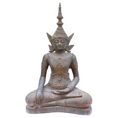Bronze Tibetan Buddha Statue Antique Buddhism Meditation Post 1880