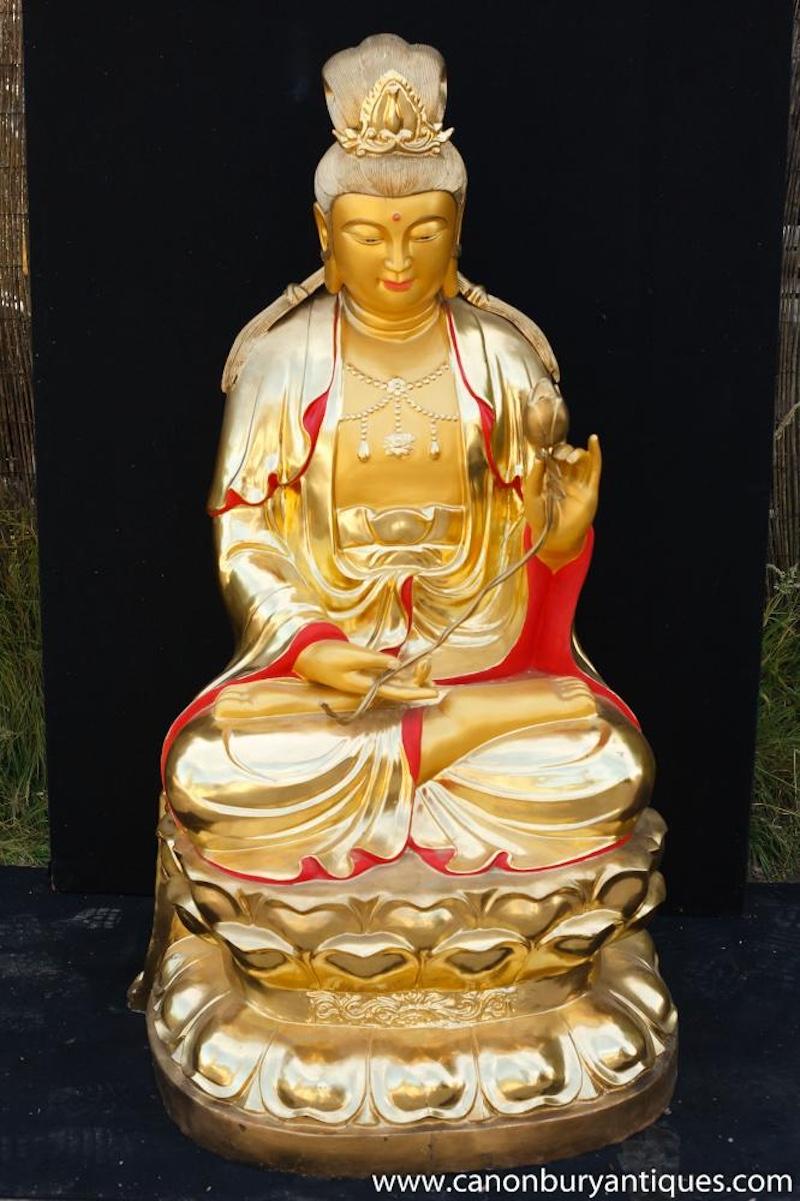 - At nearly five feet tall this bronze buddha is an impressive size
- Classic Tibetan buddha in lotus pose with one arm raised in contemplation
- Size makes this of an architectural importance
- Of course being bronze this can live outside with no