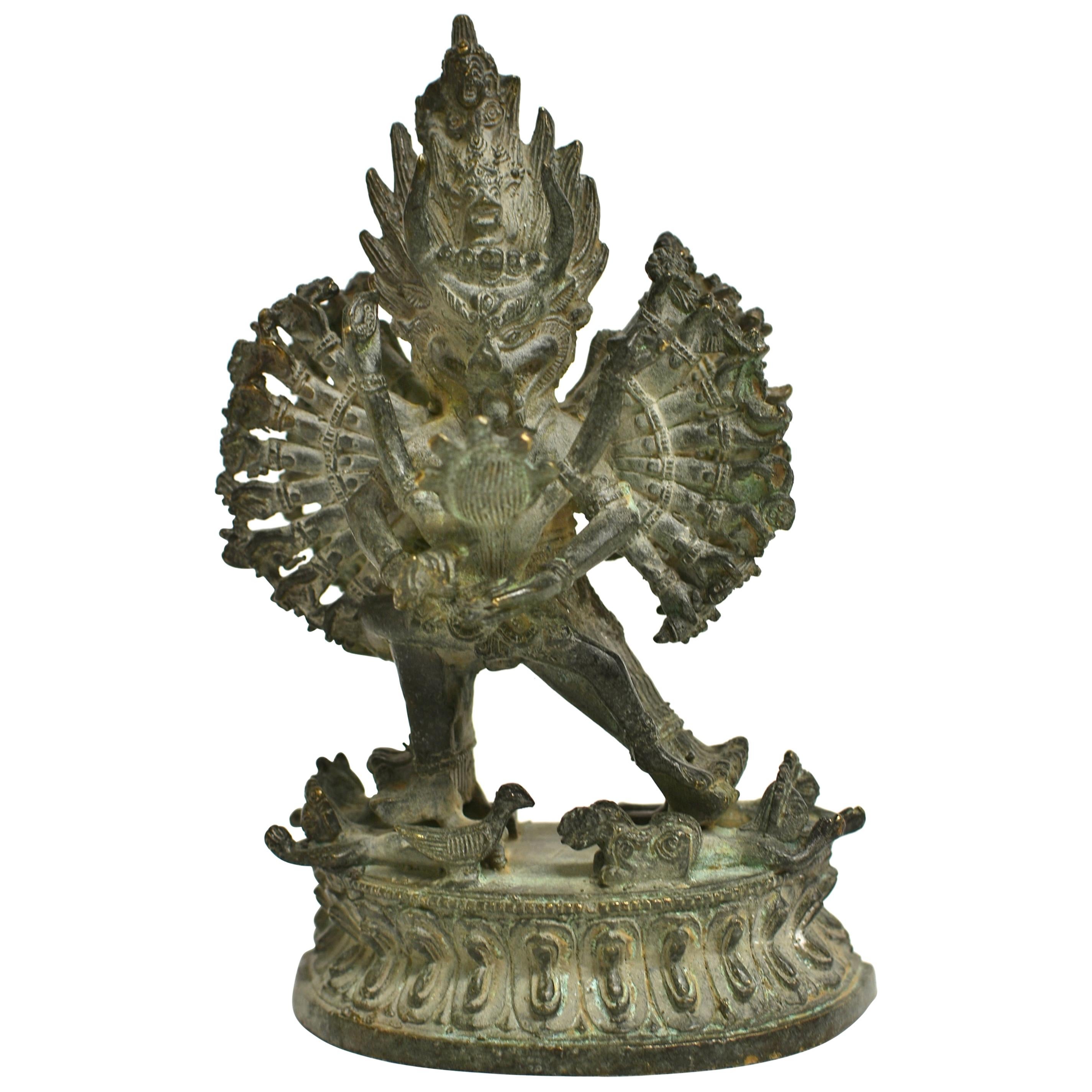 Tibetische Paarstatue Vajrasattva Yab Yum aus Bronze