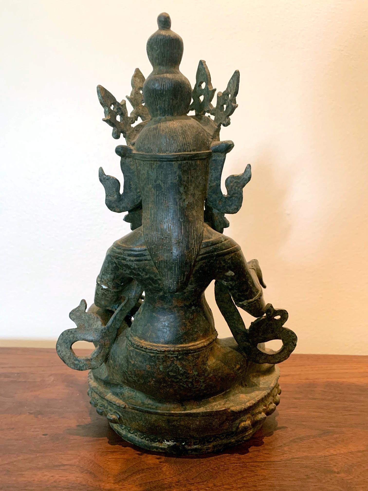 Bronze Tibetan Jambhala God of Wealth Statue In Good Condition In Atlanta, GA