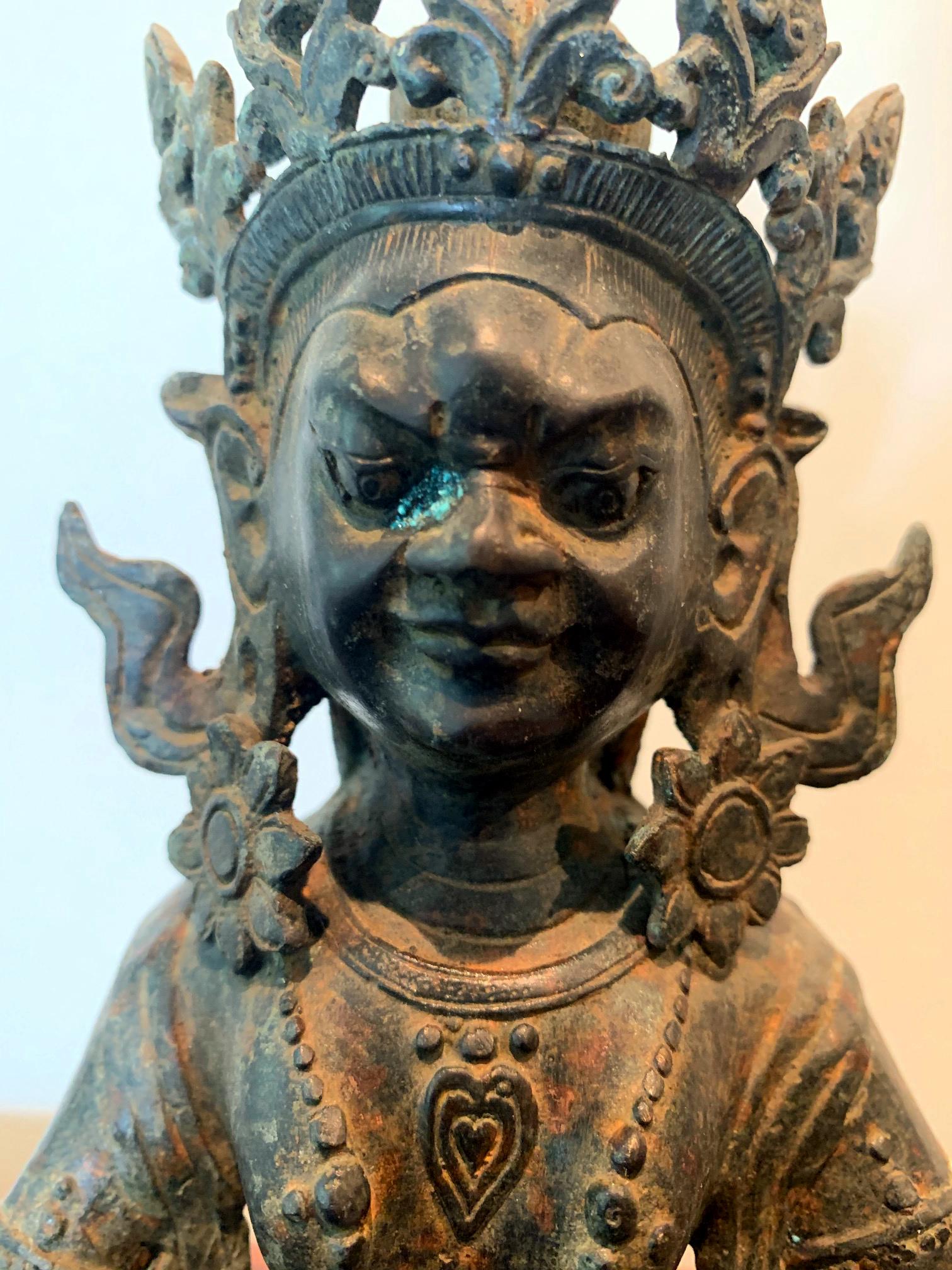 19th Century Bronze Tibetan Jambhala God of Wealth Statue