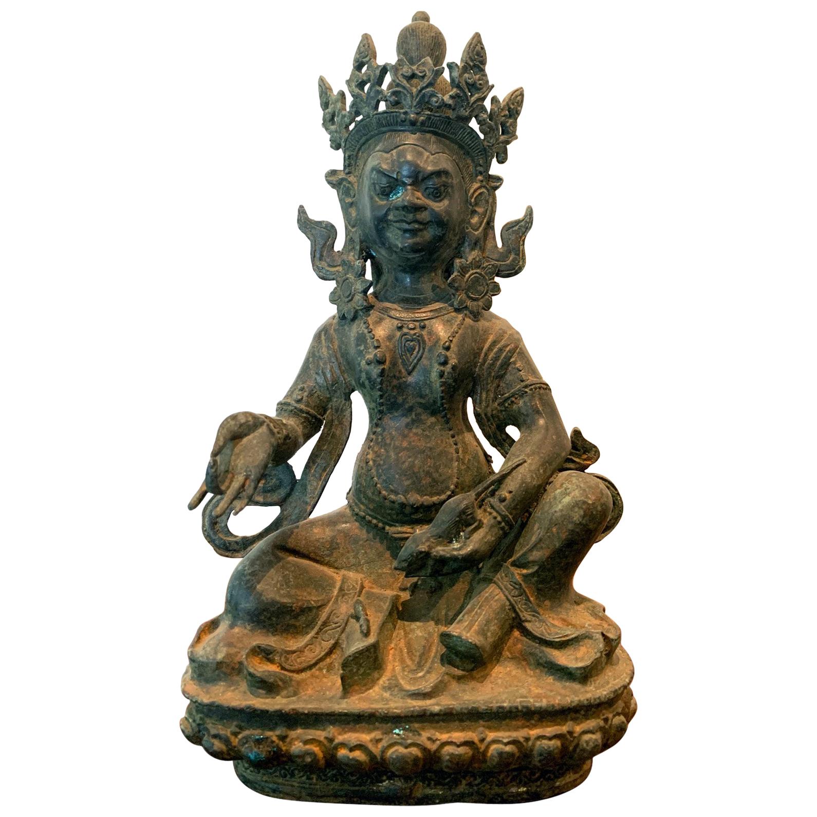 Bronze Tibetan Jambhala God of Wealth Statue
