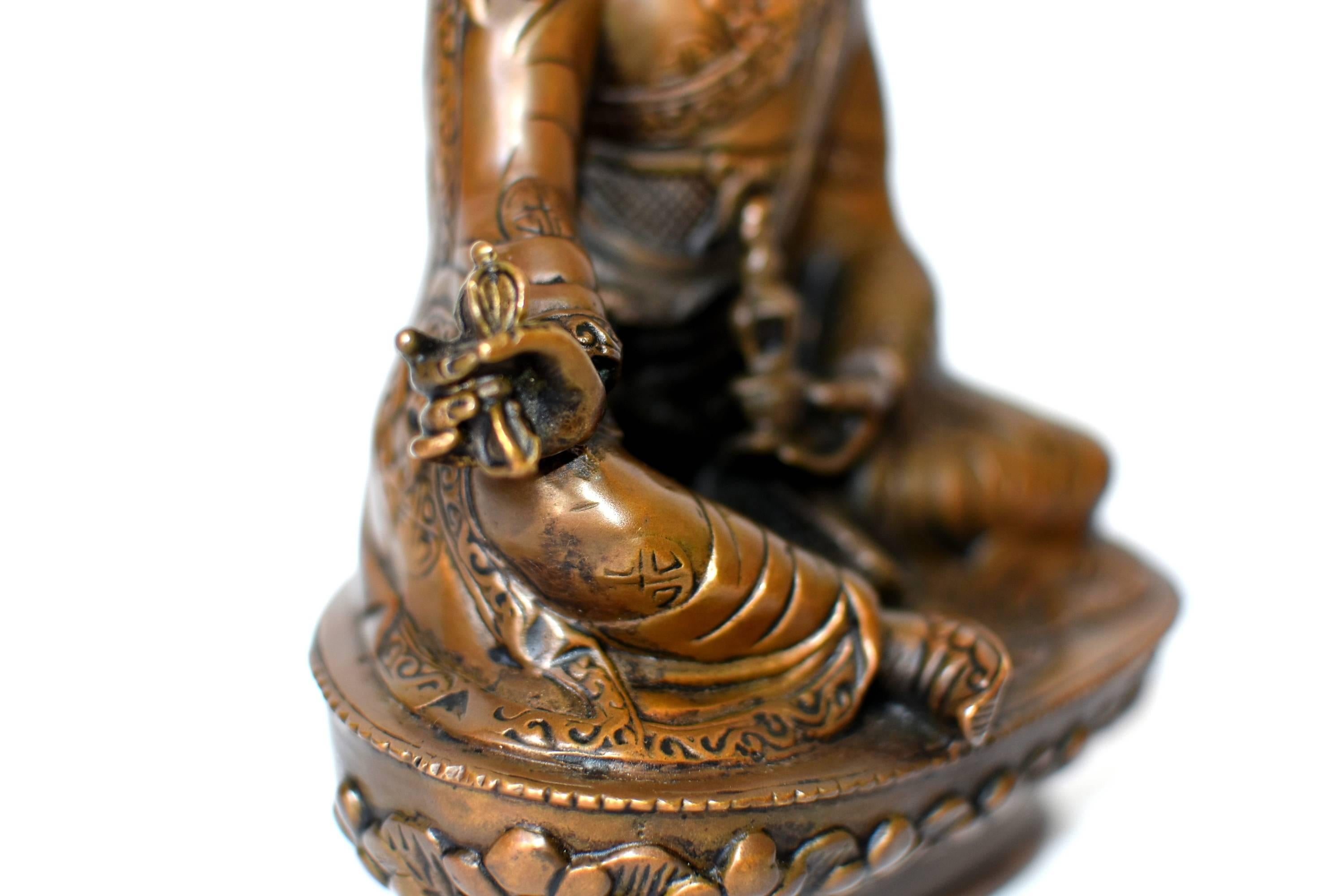 Bronze Tibetan Statue of Teacher, Padma Sambhav 3