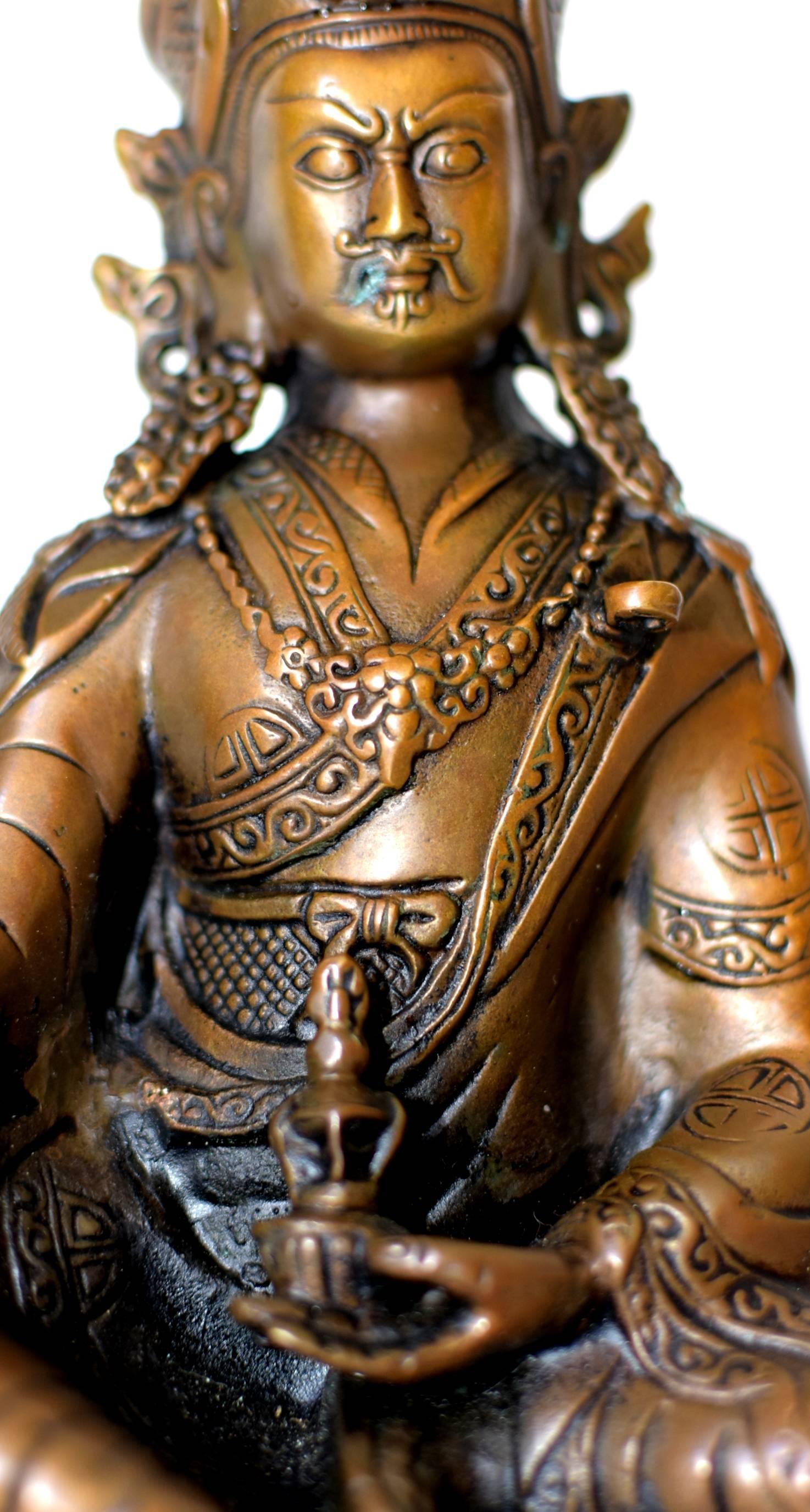 Bronze Tibetan Statue of Teacher, Padma Sambhav 7