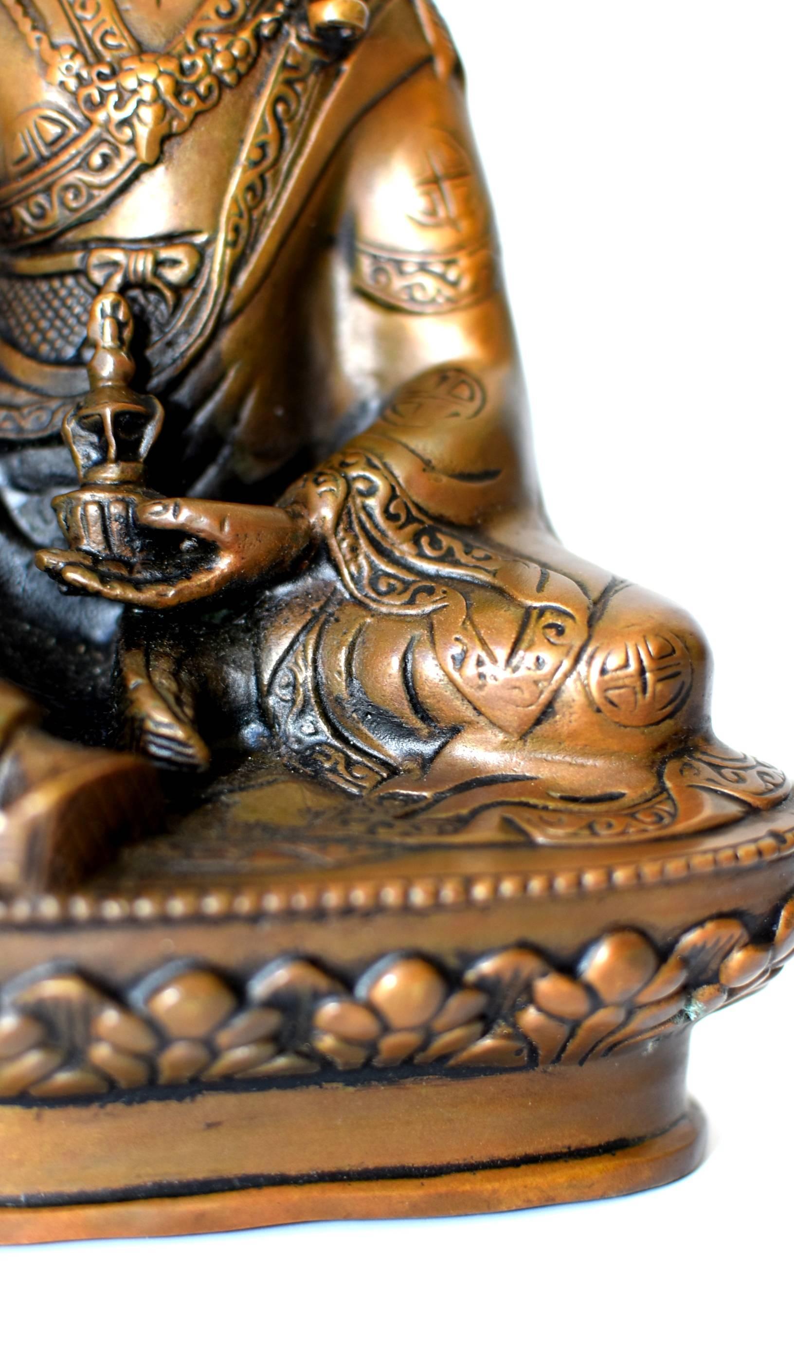 Bronze Tibetan Statue of Teacher, Padma Sambhav 9