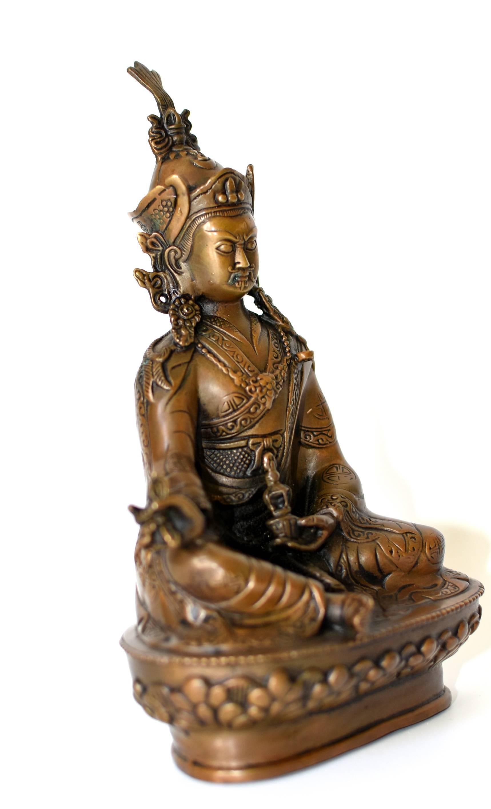 Bronze Tibetan Statue of Teacher, Padma Sambhav 11