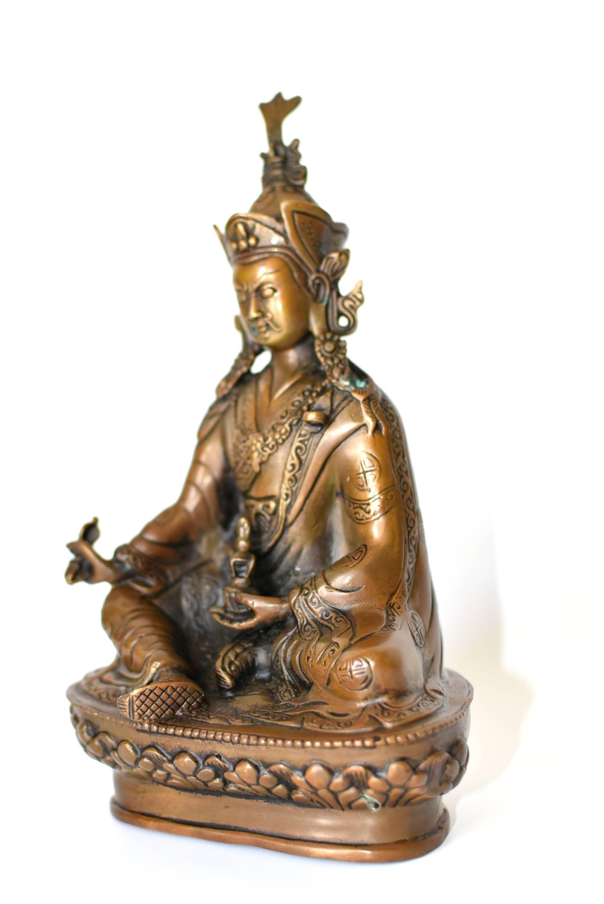 20th Century Bronze Tibetan Statue of Teacher, Padma Sambhav