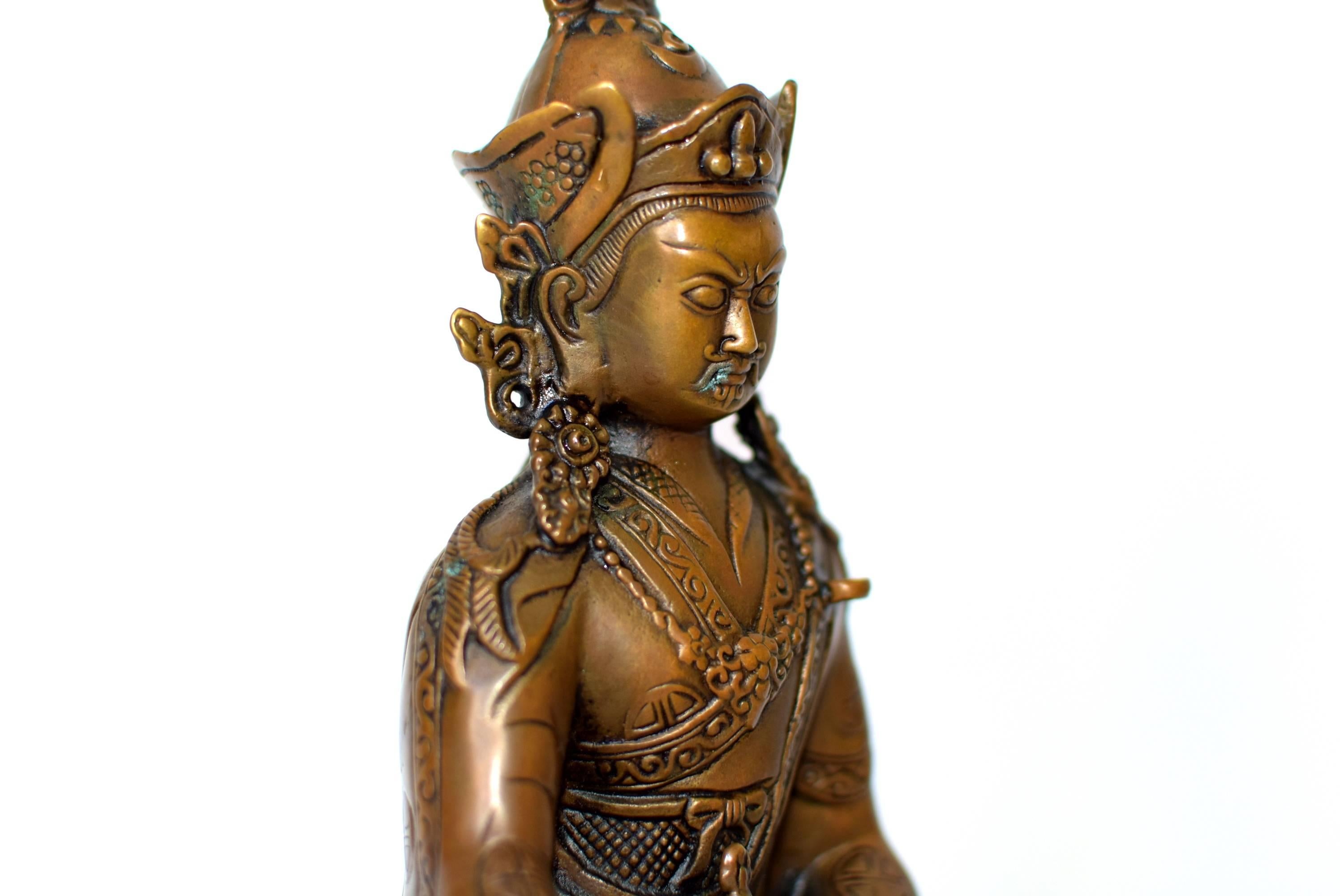 Bronze Tibetan Statue of Teacher, Padma Sambhav 2