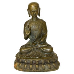 Bronze Tibetan Teacher Tsongkhapa Antique Statue 11"