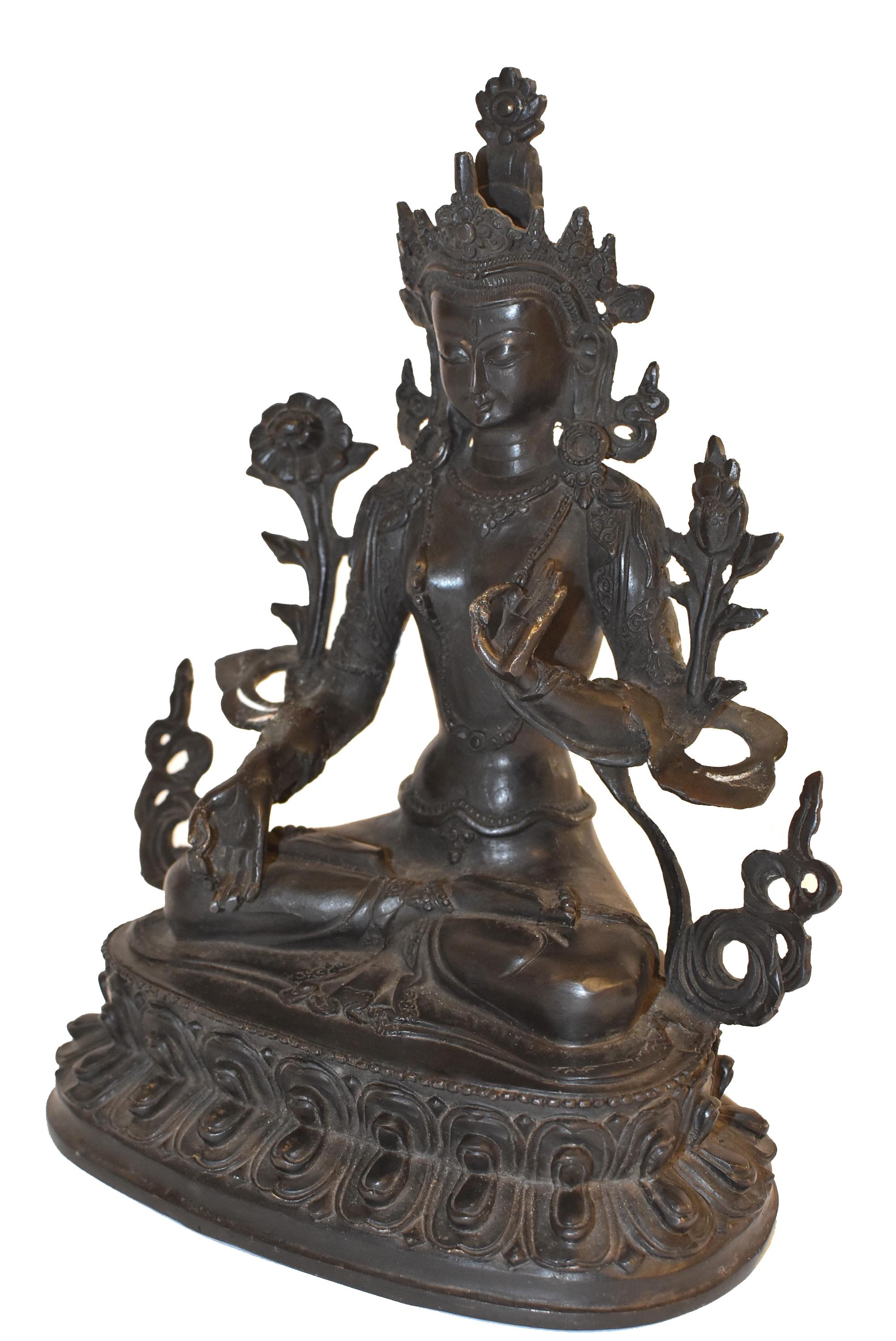 Bronze Tibetan White Tara In Good Condition In Somis, CA