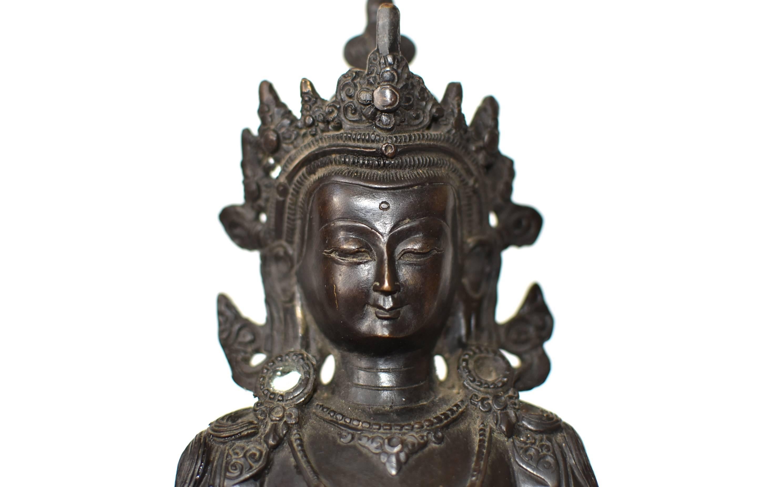 Bronze Tibetan Amitayus In Good Condition For Sale In Somis, CA