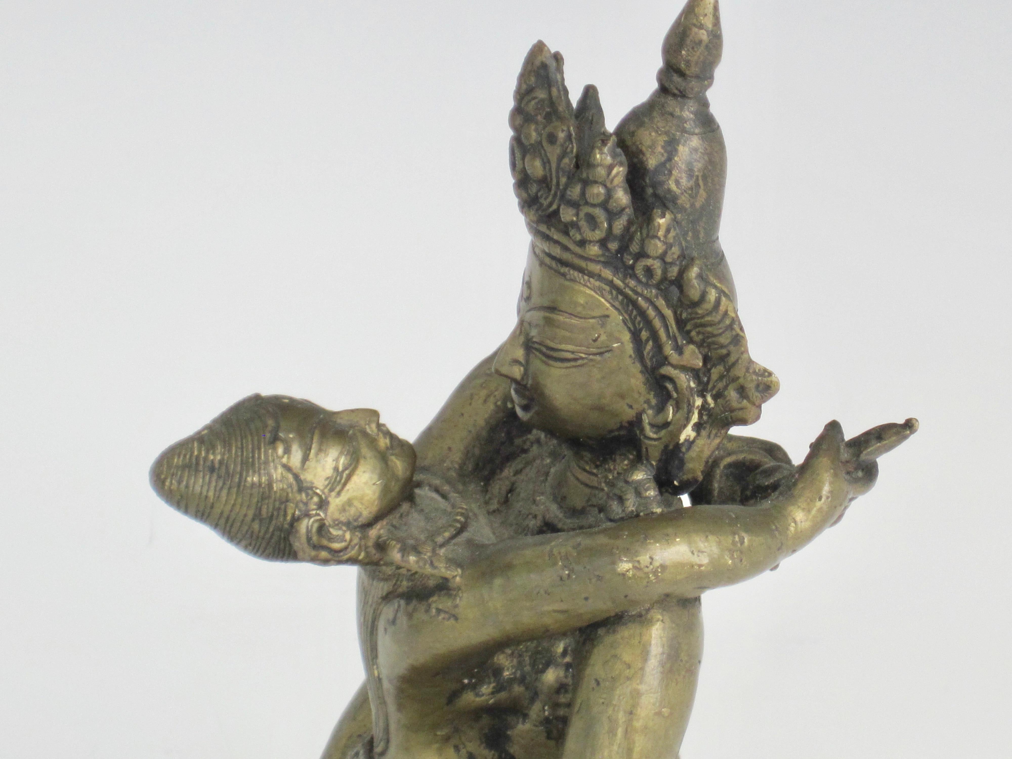 Bronze Tibetan Yab-Yum Statue In Good Condition For Sale In Ferndale, MI