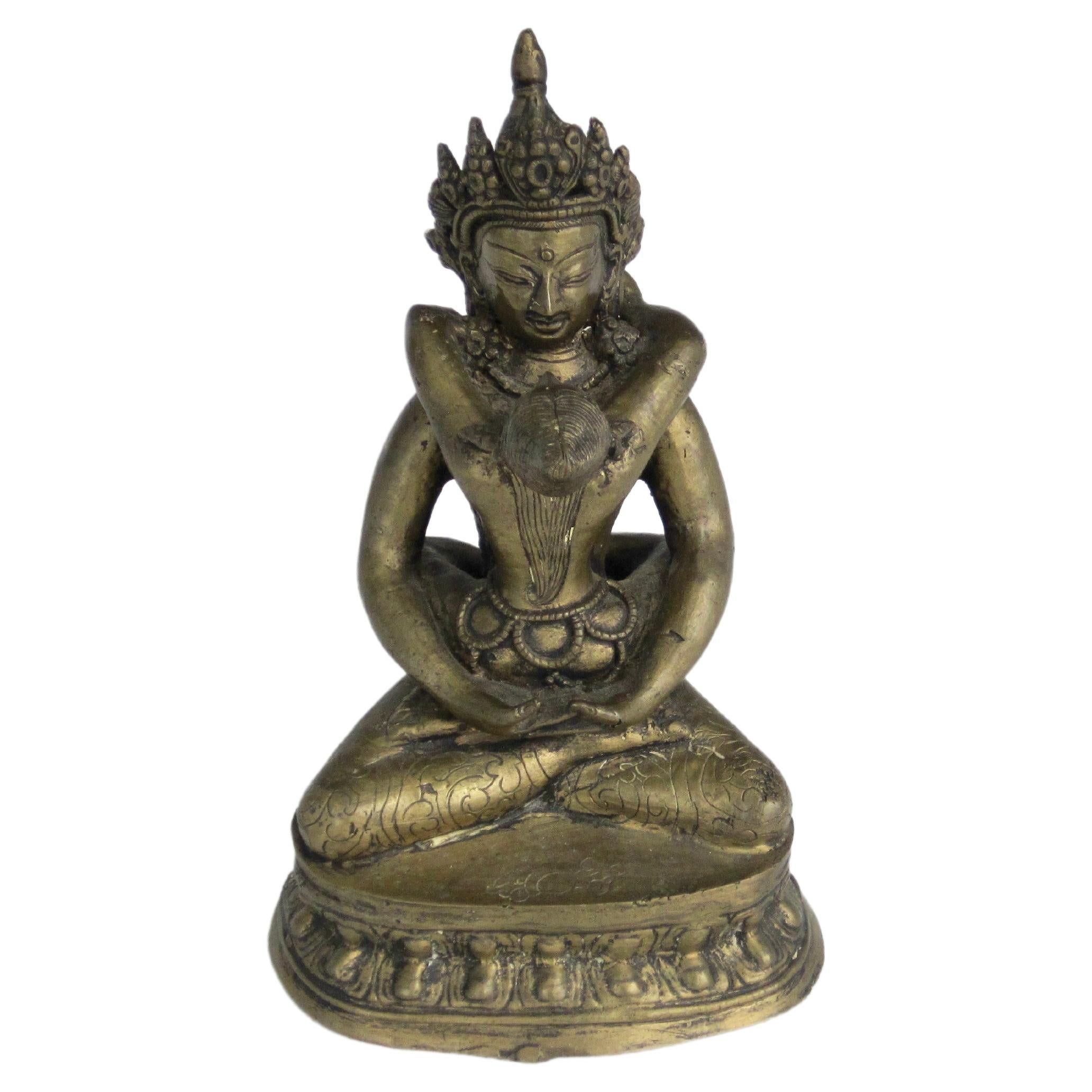 Statue tibétaine de Yab-Yum en bronze